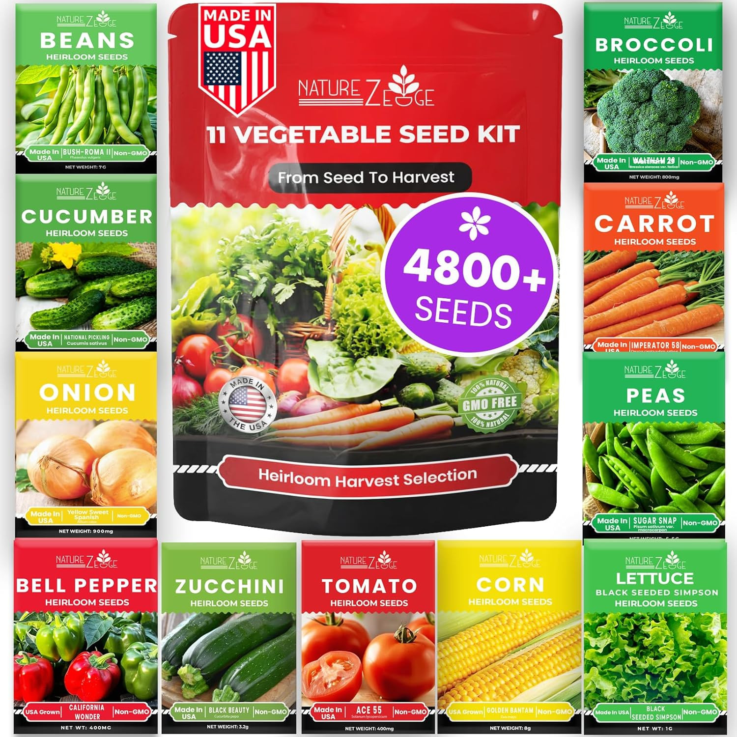11 Heirloom Seeds for Planting Vegetables and Fruits, 4800 Survival Seed Vault a