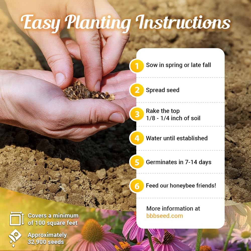 Honey Source Wildflower Seeds Mix for Honey Bees 1oz – Premium Annual and Per…