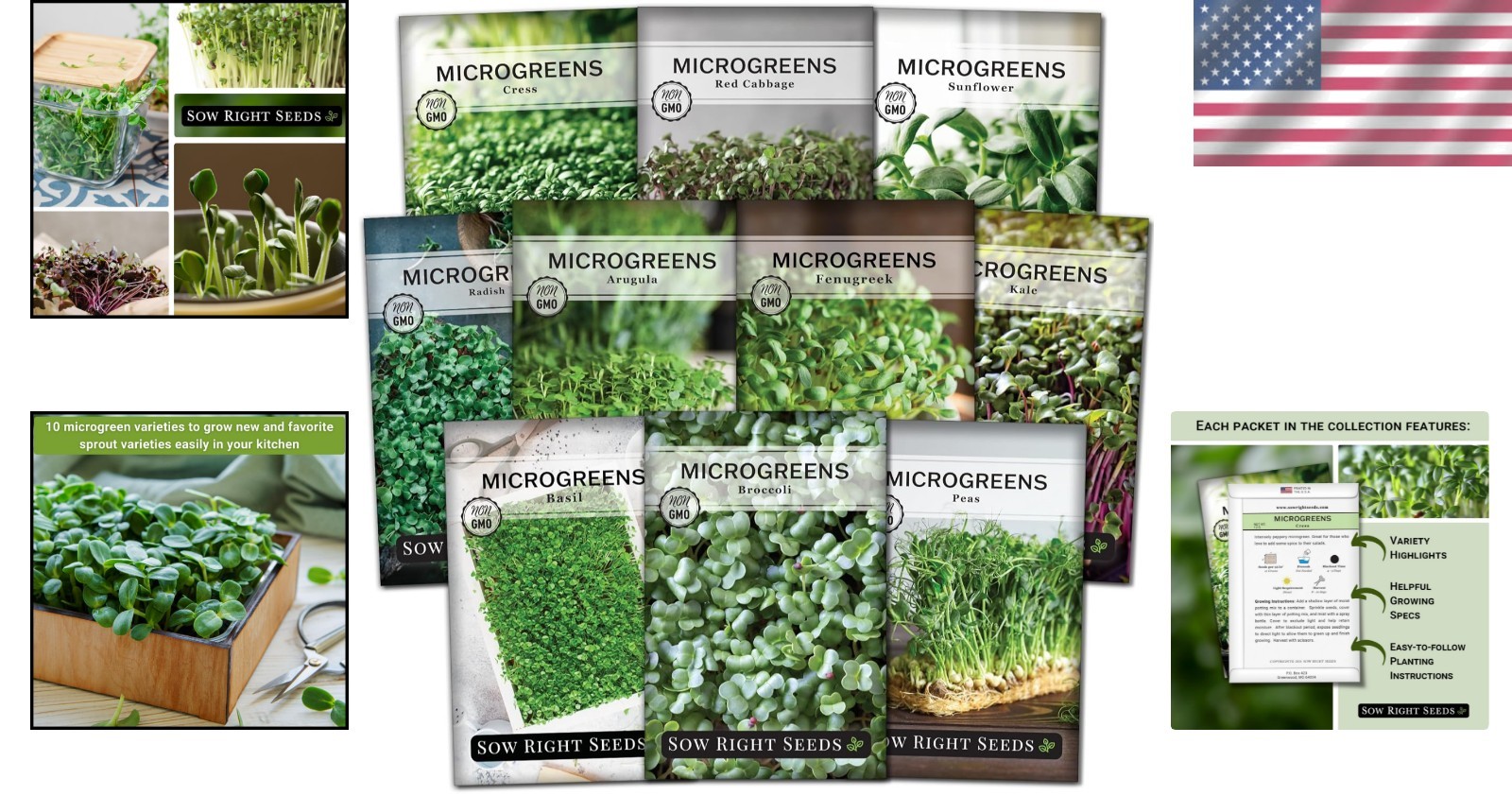 Compact Indoor Microgreens Seed Set – 10 Varieties, Low Maintenance Gardening