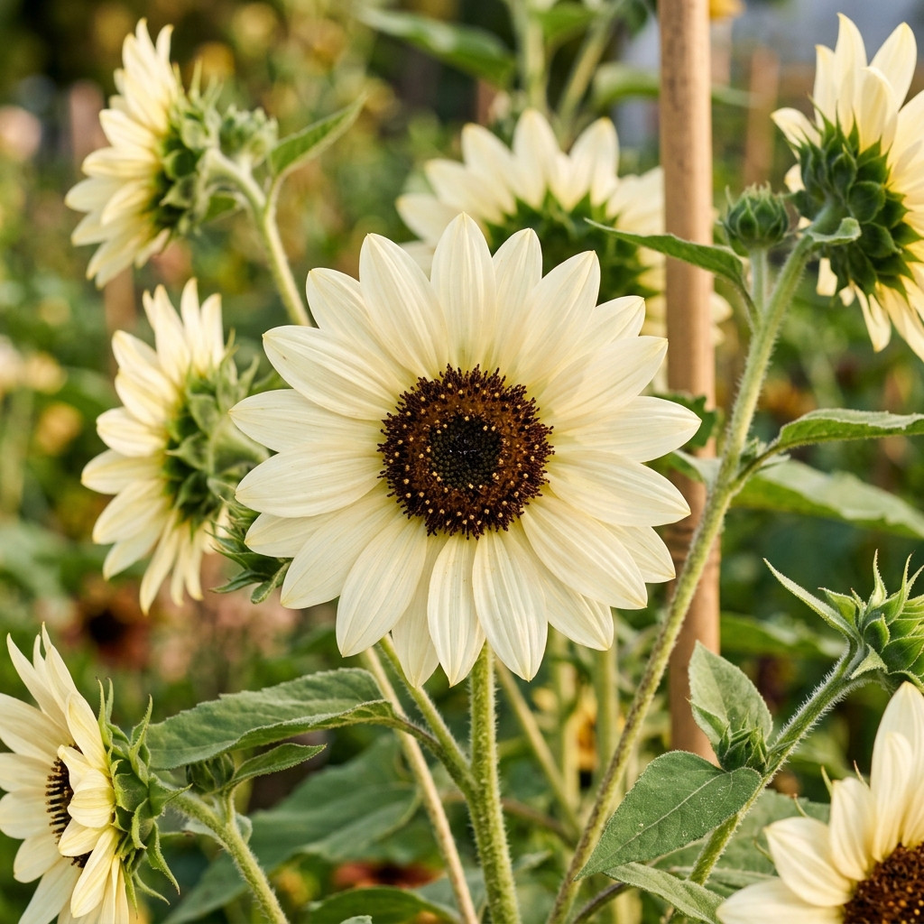 100 Italian White Sunflower Seeds for Planting – Elegant Creamy White Petals