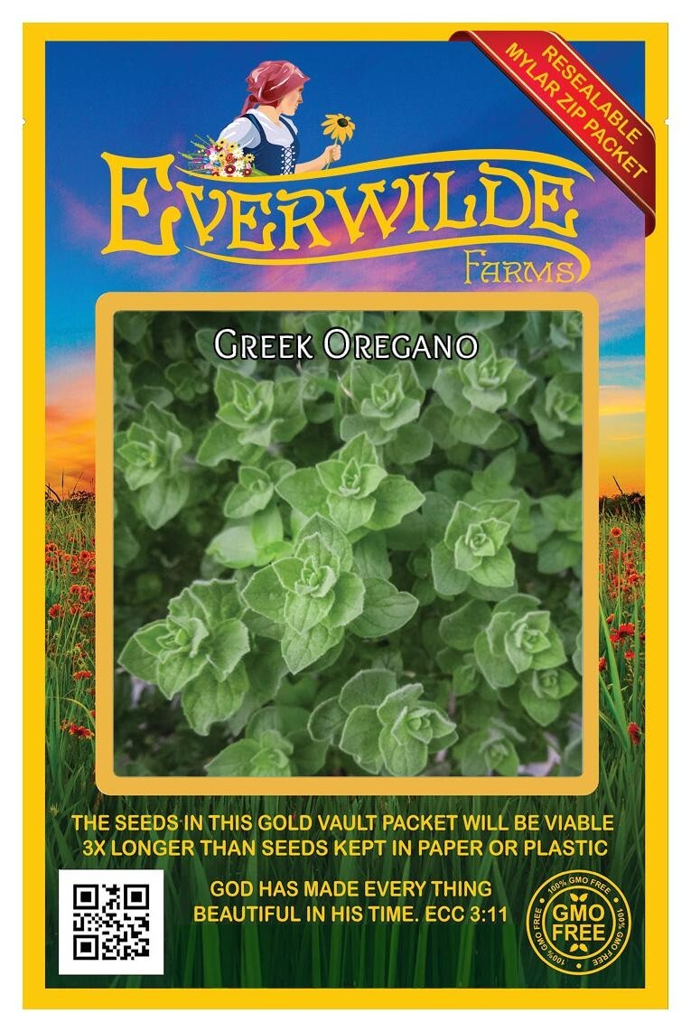 2000 Greek Oregano Herb Seeds – Everwilde Farms Mylar Seed Packet