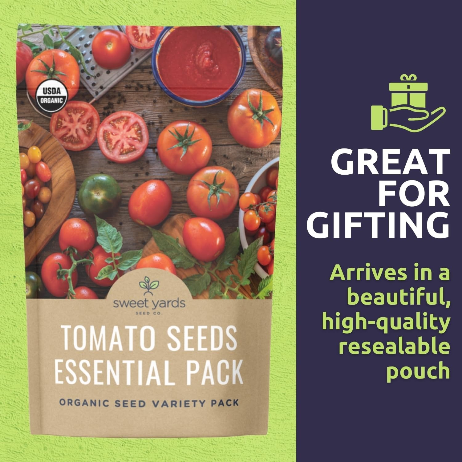 Organic Tomato Seeds Variety Pack 5 NonGMO Packs for Indoor & Outdoor