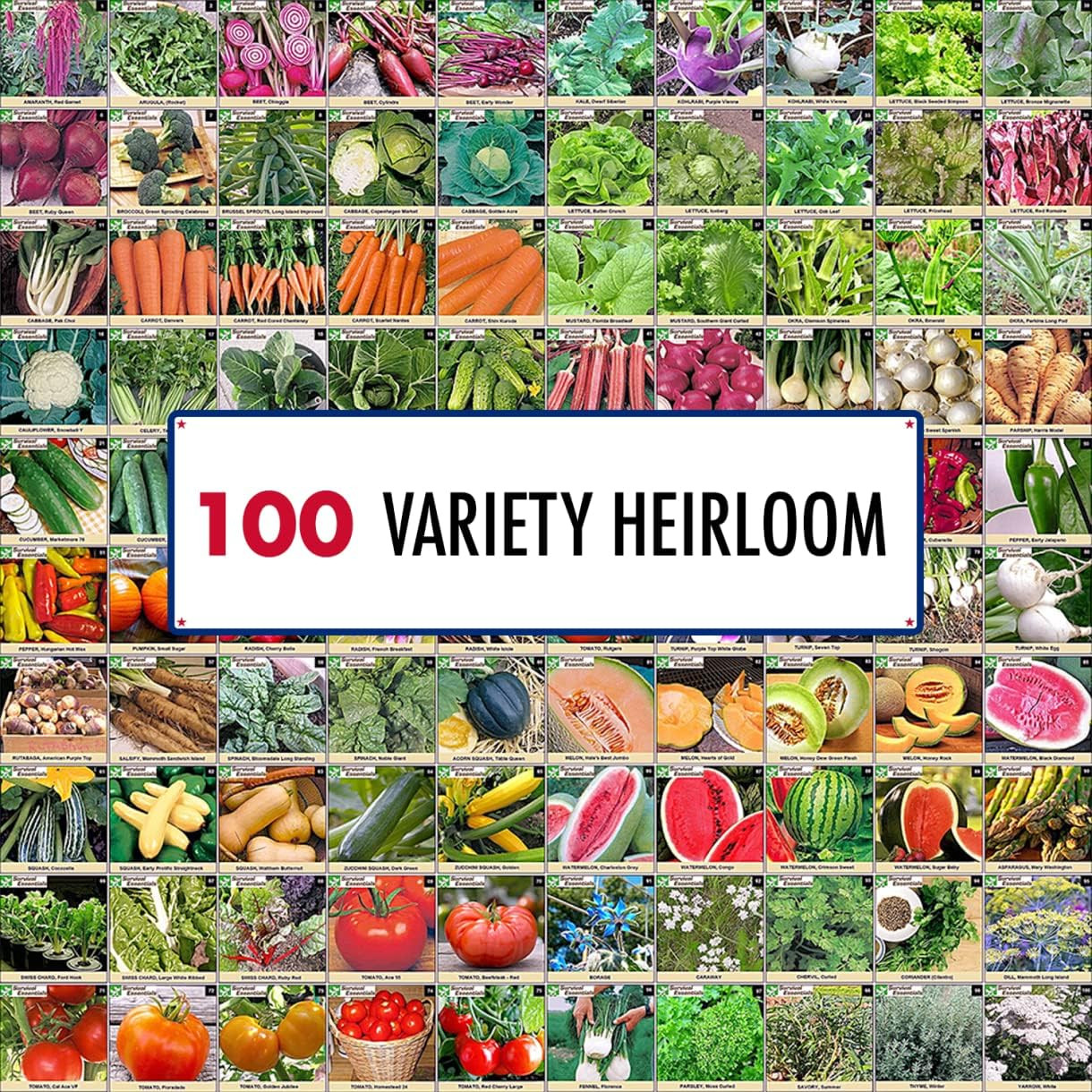 Garden Heirloom Seed Vault, 100 Variety, over 17,500 Vegetable, Fruit, and Herbs