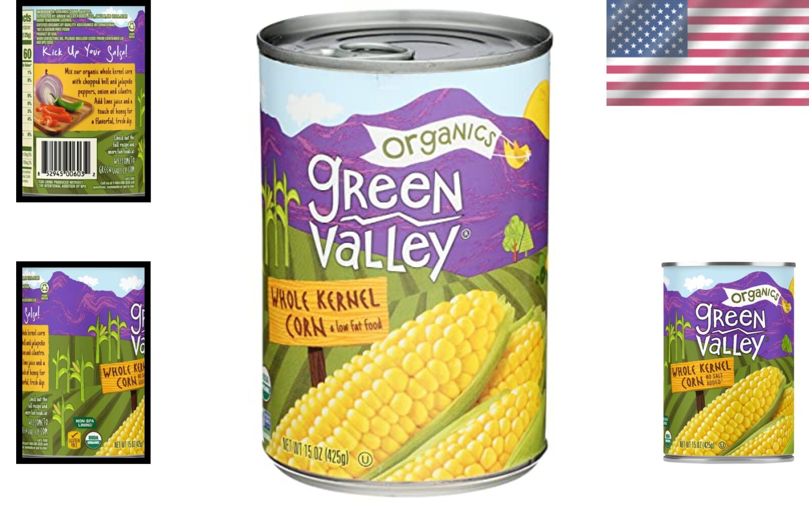 Organic Whole Kernel Sweet Corn – Nutritious 15 OZ Pack of 6 for Families