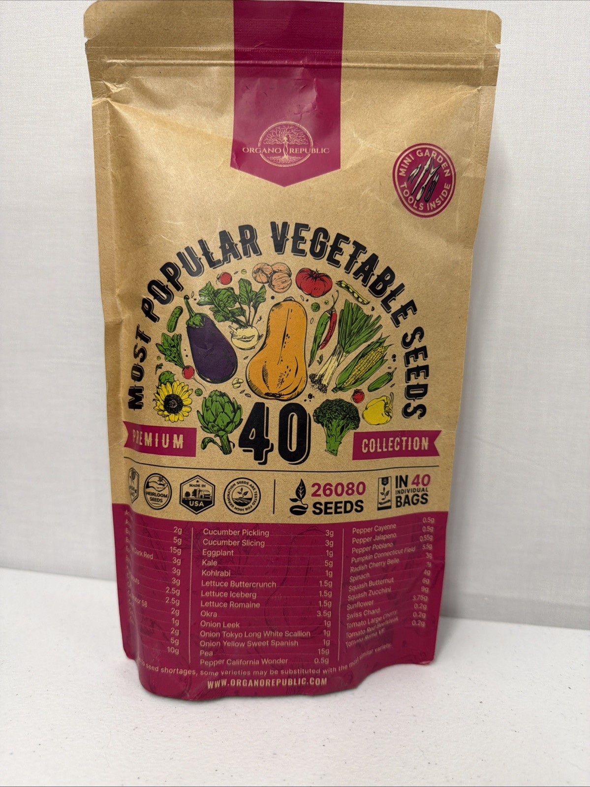 Organo Republic 40 Vegetable Seeds Variety Pack – 26000 Non GMO Heirloom Seed…