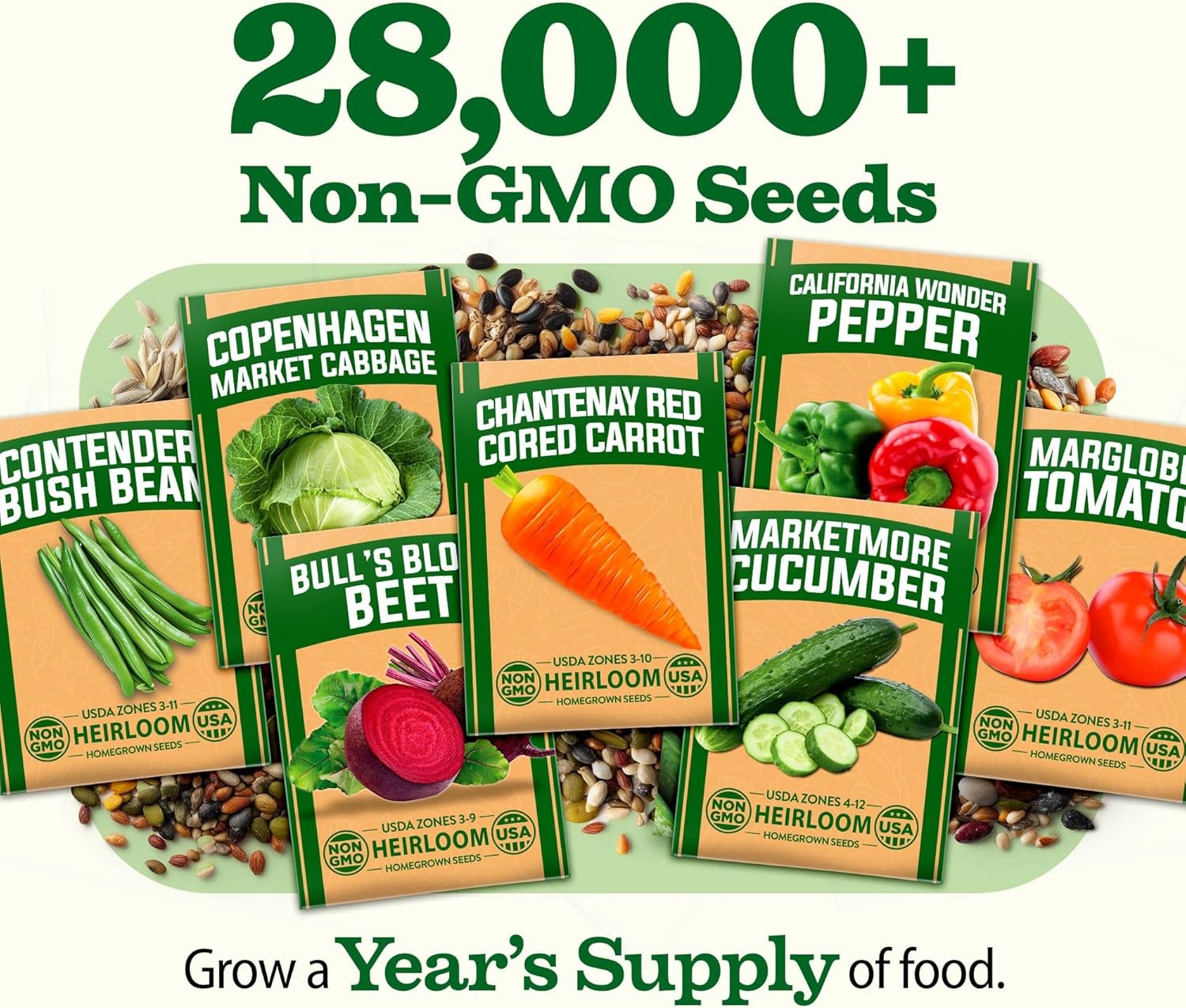 Survival Seed Vault 55 Variety Non-GMO Heirloom Vegetable Seeds for Planting Kit