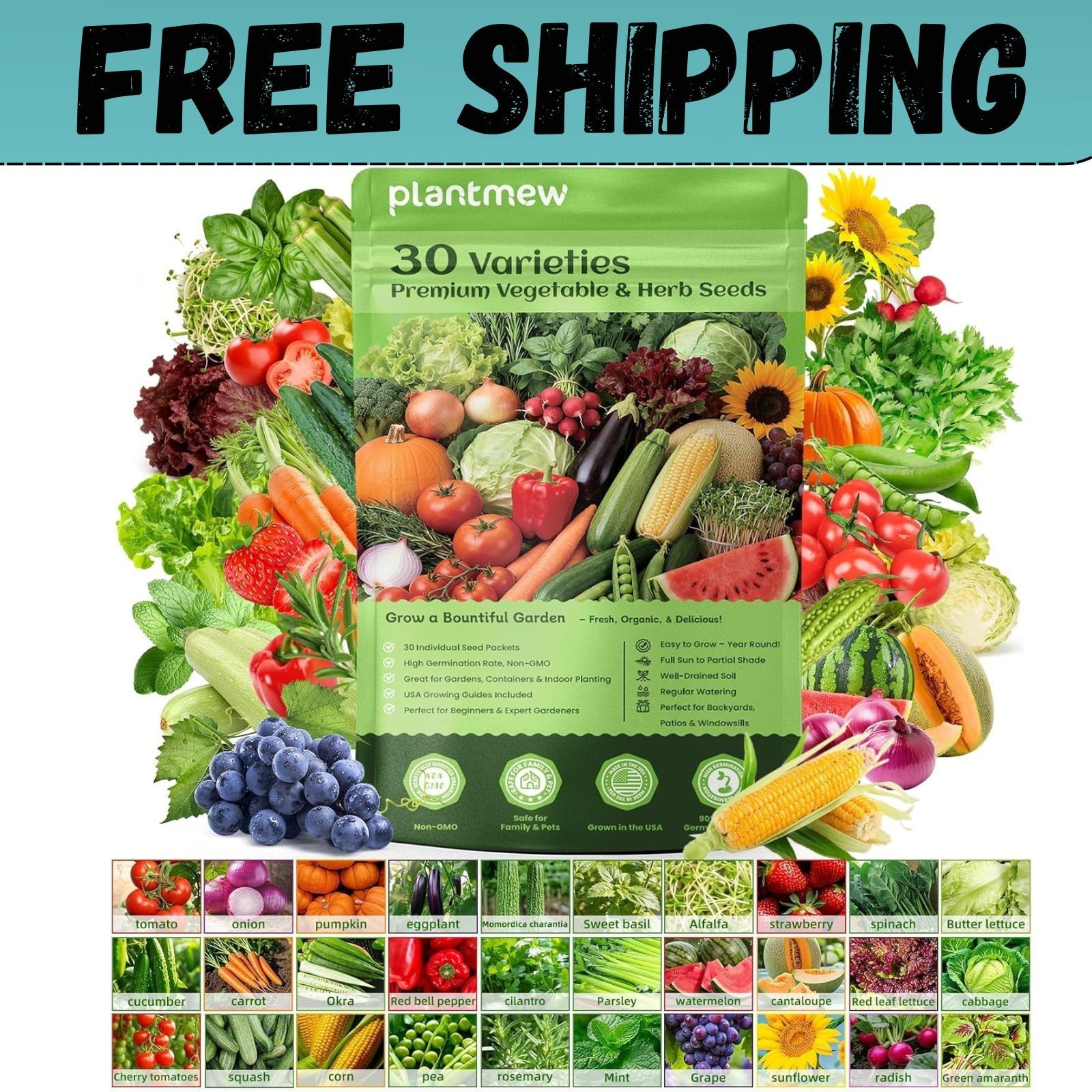 Seed Vault Heirloom Vegetable Seeds Kit, 15,000+ Non-GMO, Survival Gear