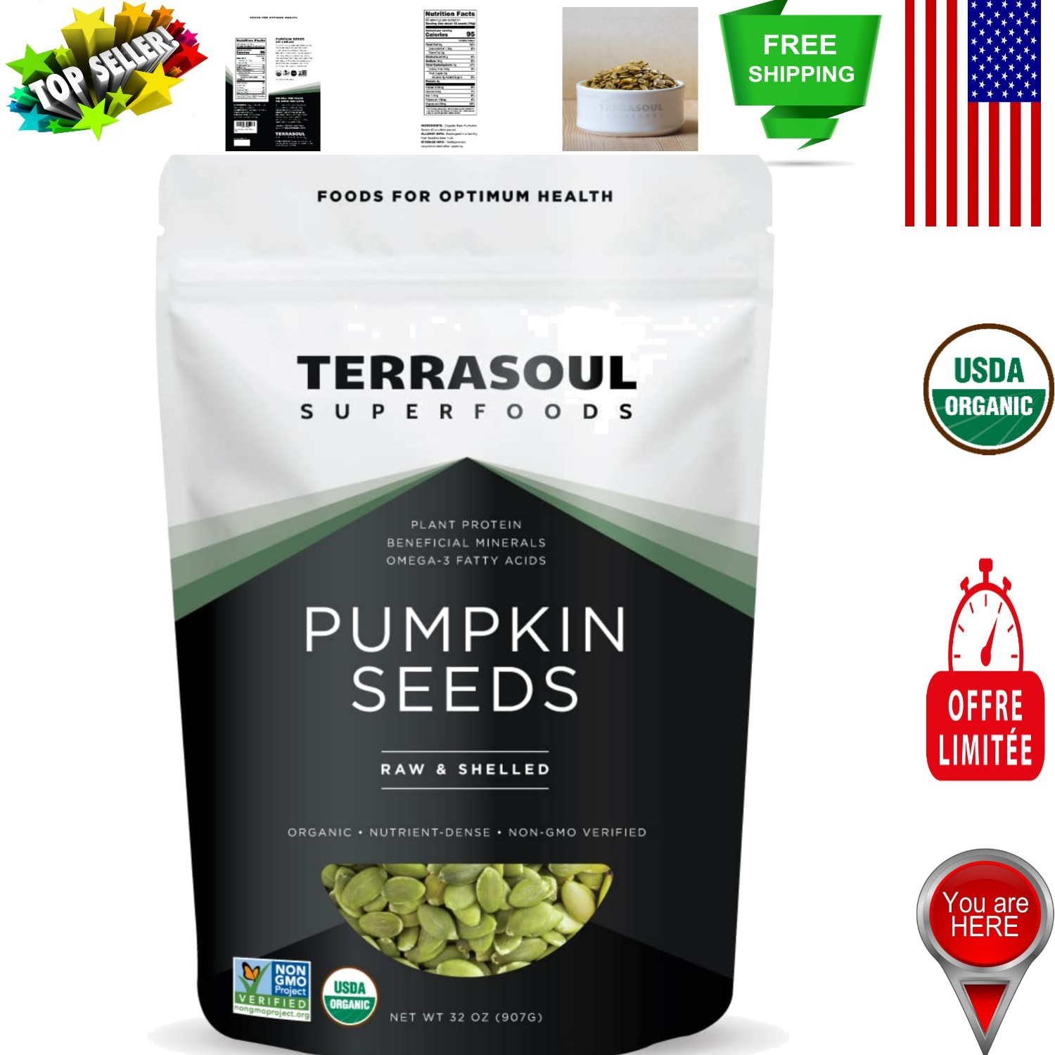 2 Pounds of Organic Pumpkin Seeds – Non-GMO, Gluten-Free, Nutrient-Dense Snack