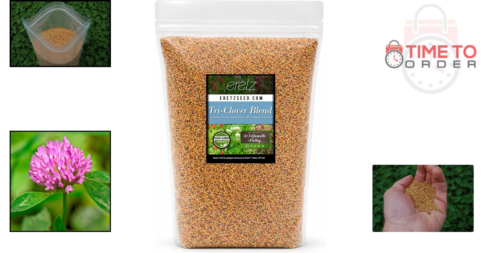 Tri-Clover Blend Flower Seeds 5lb Gmo-Free Attracts Pollinators Ground Cover