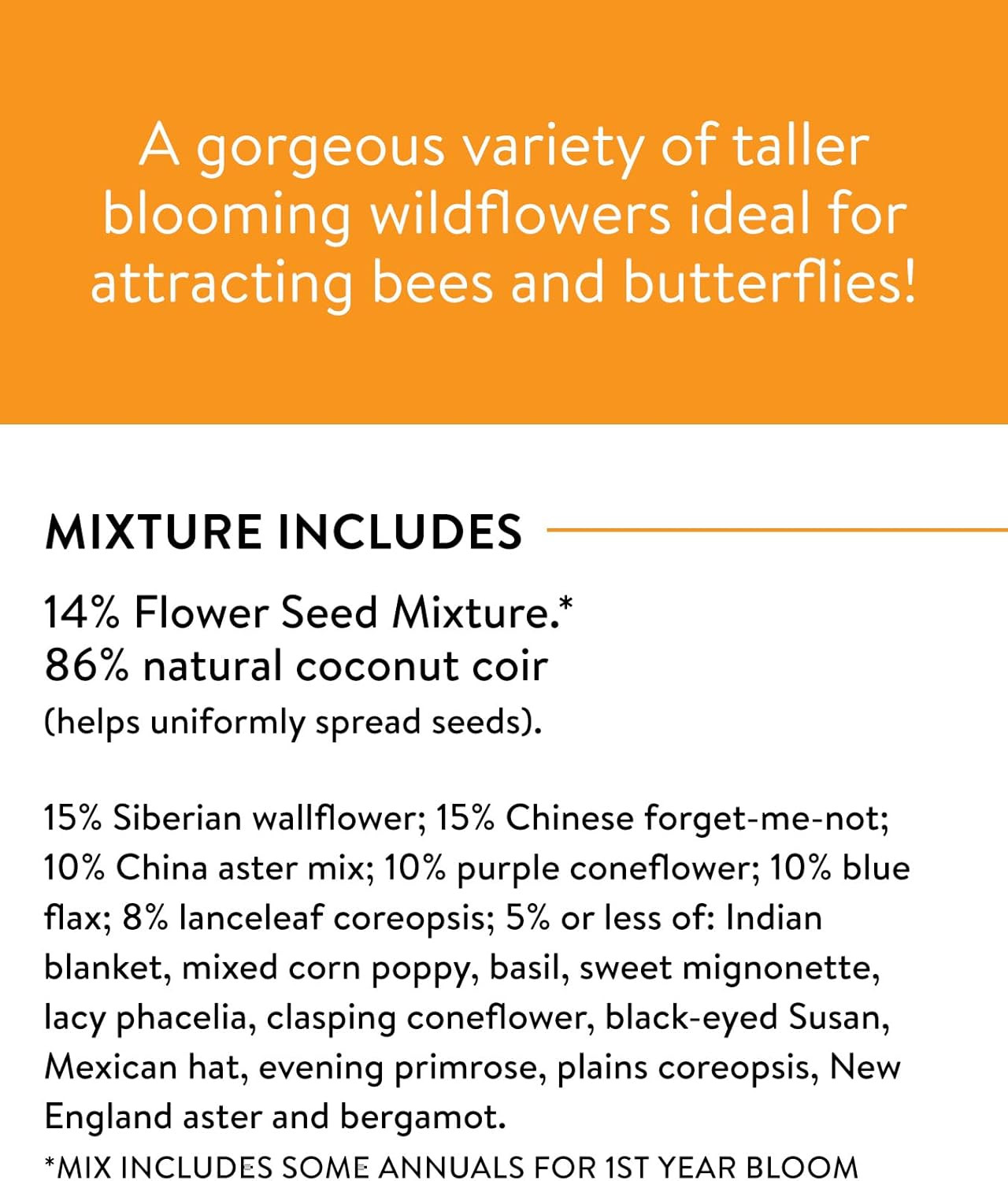 Wildflower 25,000 Bulk, 1 Bag, 18 Varieties of Non-Gmo Flower Seeds Pollinator G