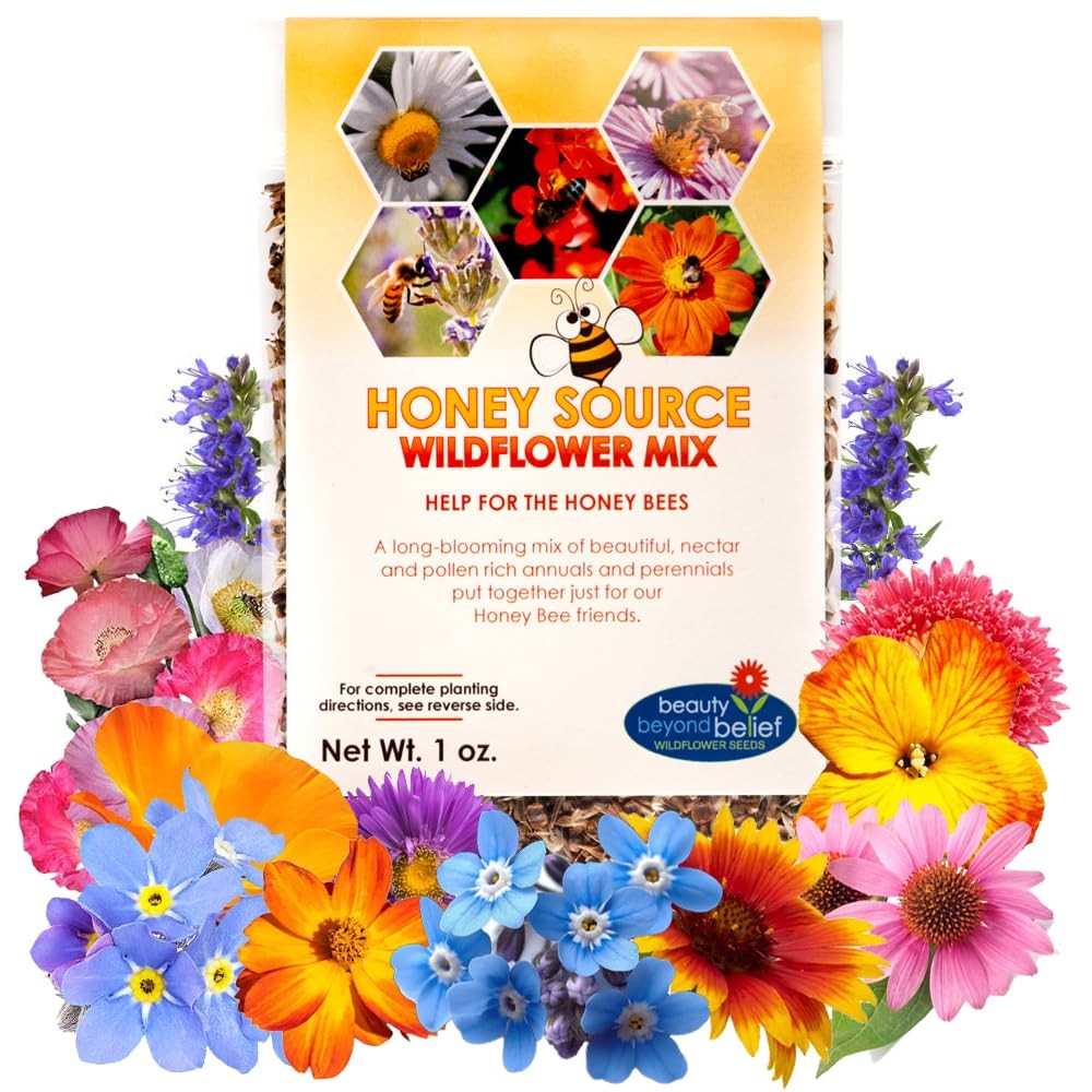 Honey Source Wildflower Seeds Mix for Honey Bees 1oz – Premium Annual and Per…