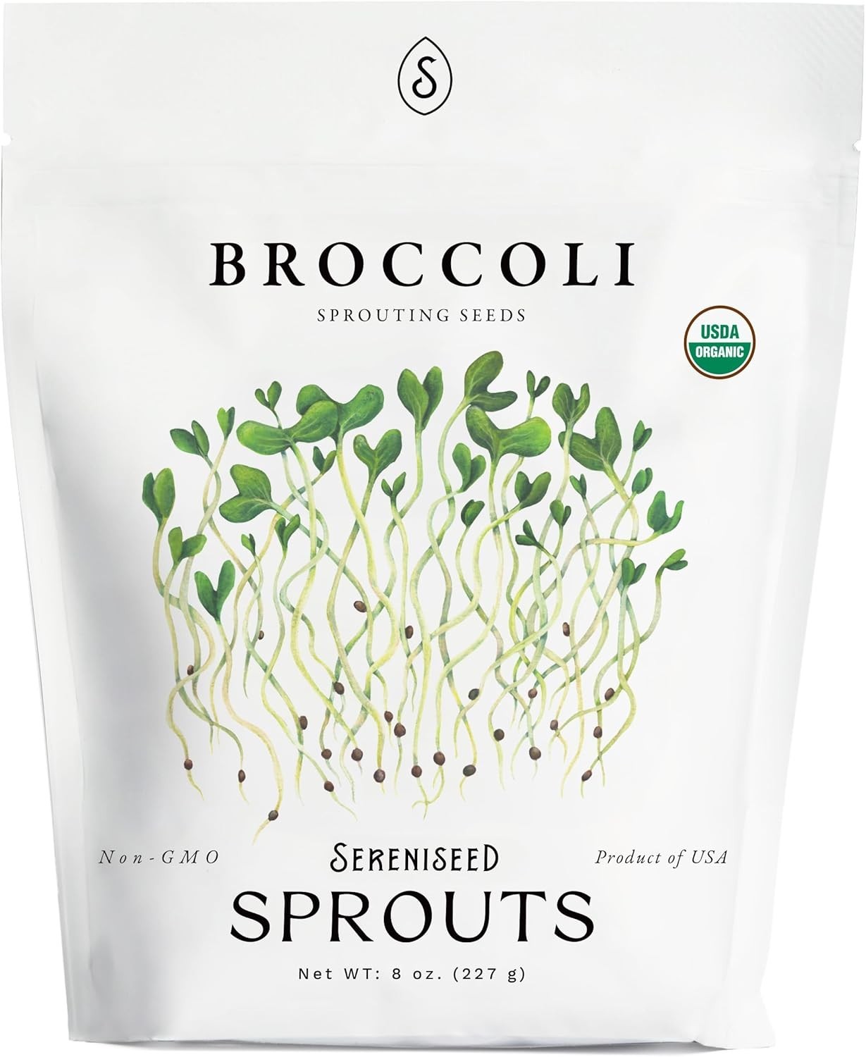 Organic Broccoli Sprout Seeds Non-GMO Heirloom 8 Oz for Sprouting Microgreens