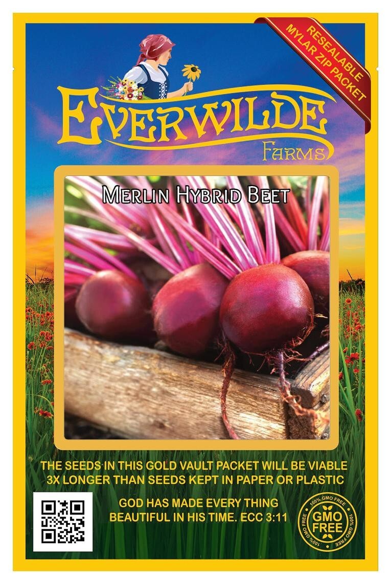 200 Merlin Beet Hybrid Seeds – Everwilde Farms Mylar Seed Packet