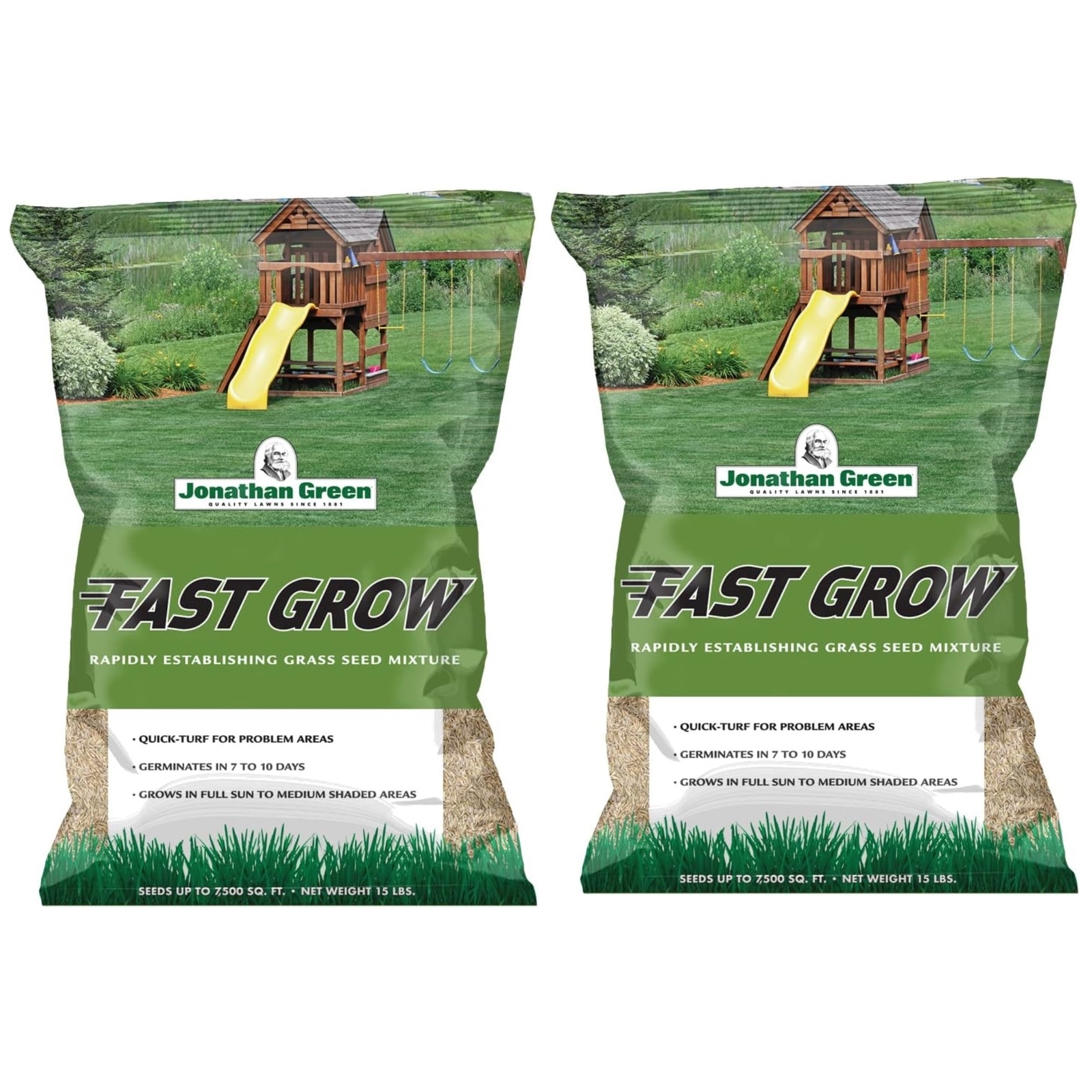 Jonathan Green (#10830) Fast Grow Grass Seed Mixture, 15lb bag, 2 Pack