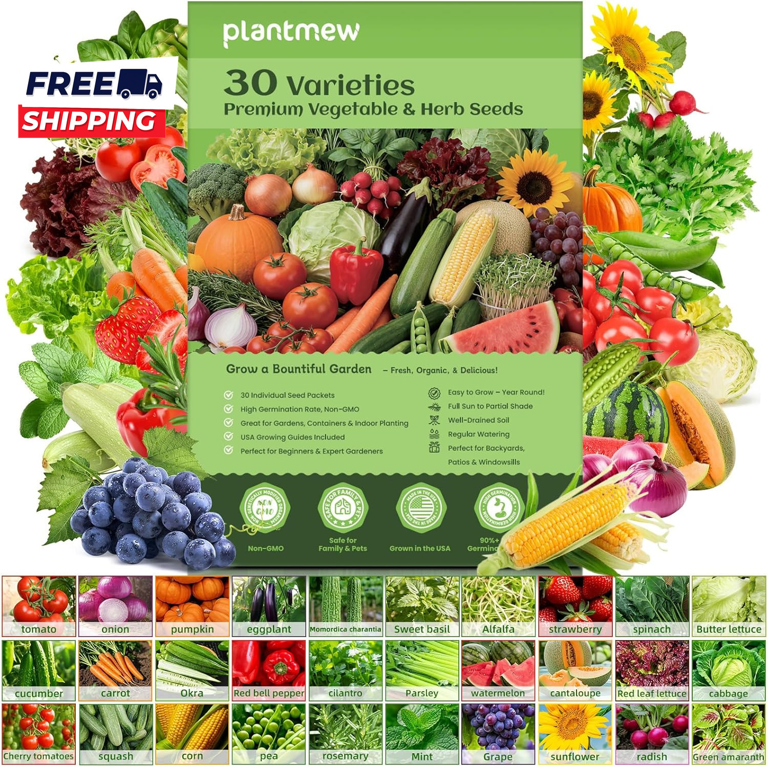Seed Vault Heirloom Vegetable Seeds Planting Kit 15000+ Non Gmo Seeds