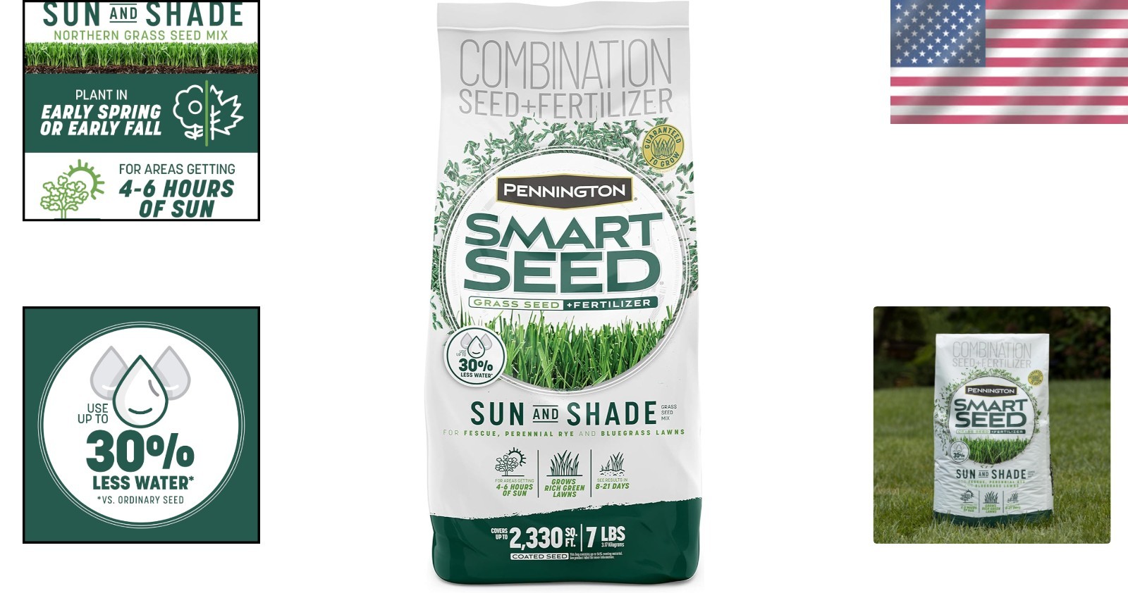 Pennington Smart Seed Sun & Shade Grass Mix 7 lb – Drought Resistant Excellence