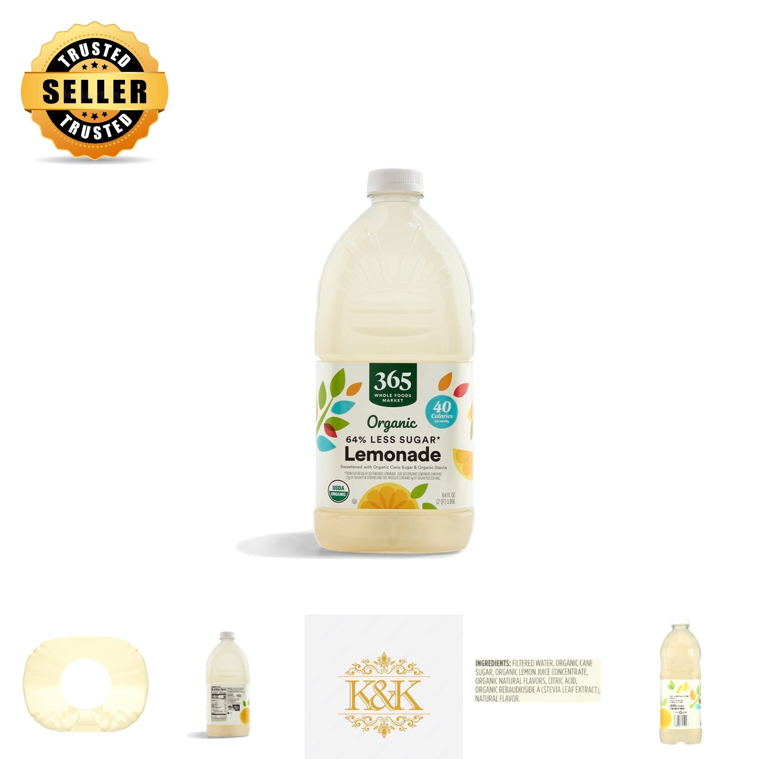 Organic Light Lemonade, 64 Fl Oz – Naturally Sweetened with Organic Cane Sugar
