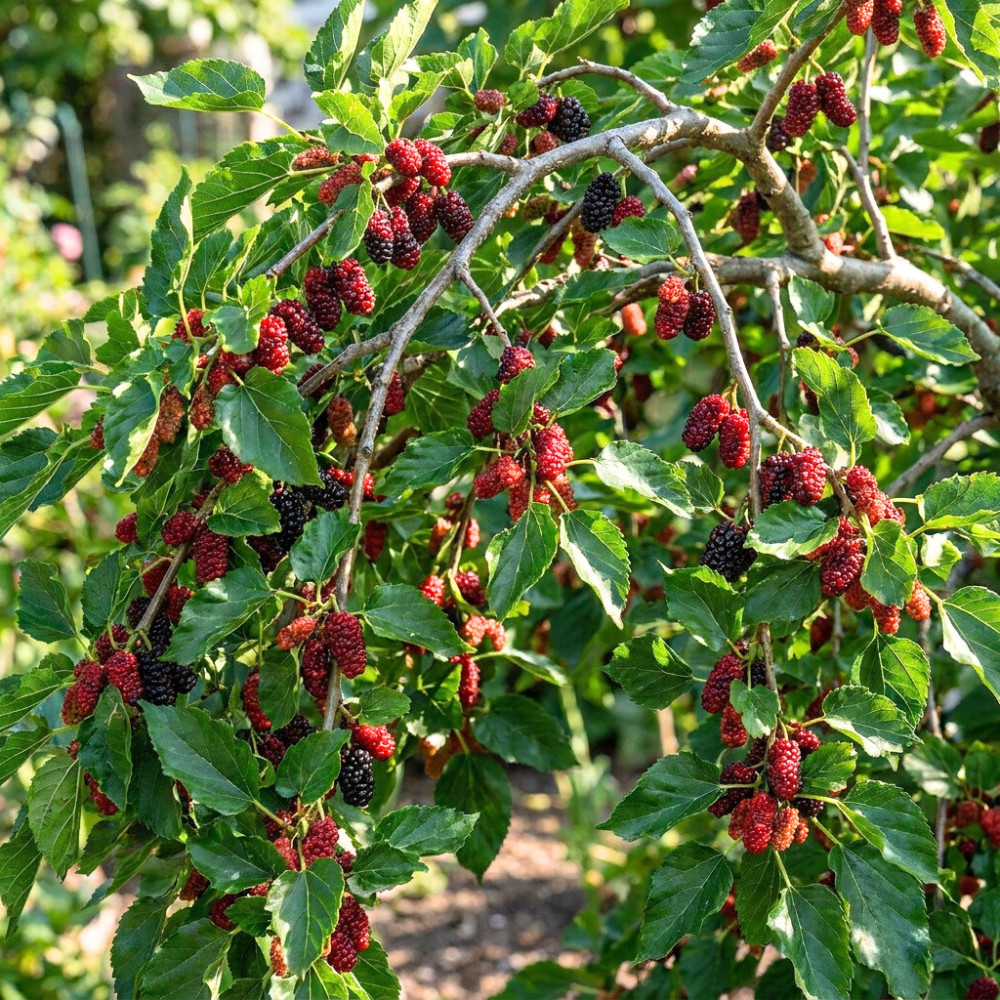 Dwarf Everbearing Mulberry Live Plant 4-6 Inches Tall Rooted Fruit Tree