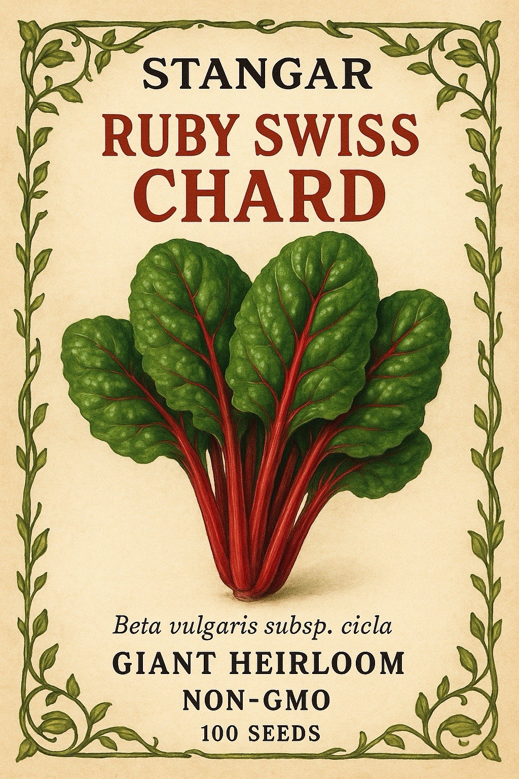 Swiss Chard Seeds, Ruby Red Heirloom, Non-GMO, Fast Growing, Free Shipping