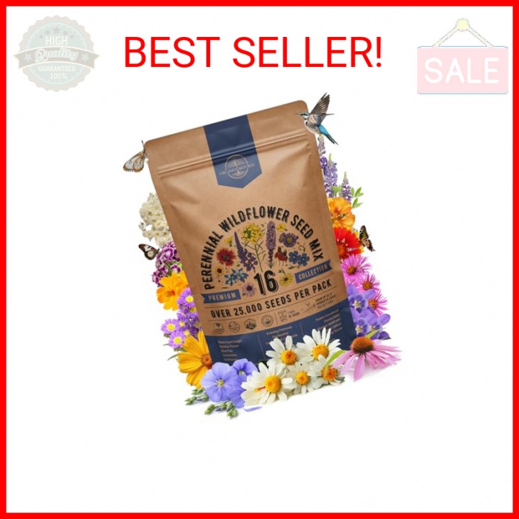 Organo Republic 16 Perennial Wildflower Seeds Mix for Indoor & Outdoors 25,000+