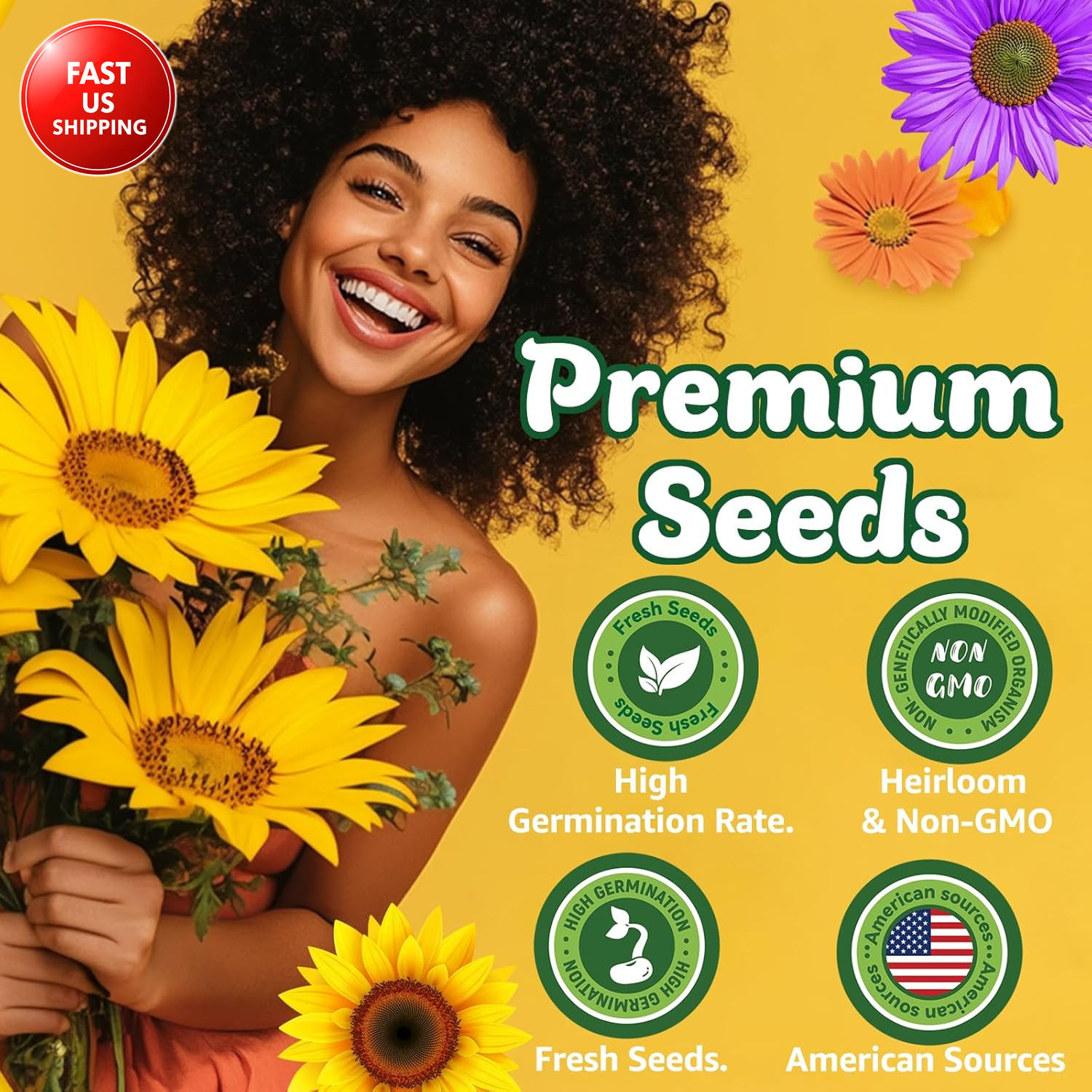 15+ Varieties 5000+ Sunflower Seeds for Planting, 4 Oz Heirloom Non-Gmo Sunflowe