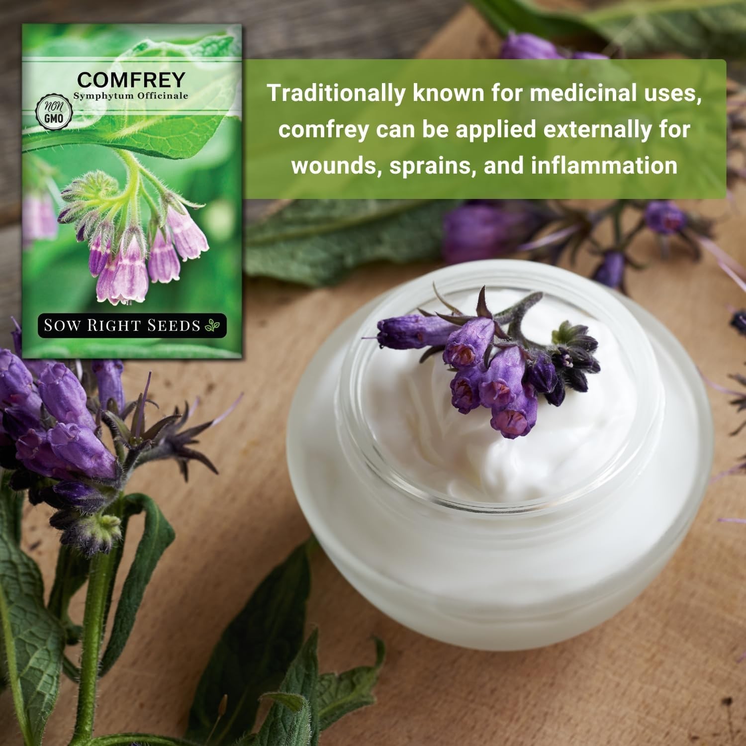 Comfrey Seeds – Non-Gmo Heirloom Packet for Indoor/Outdoor Herb Garden (1)