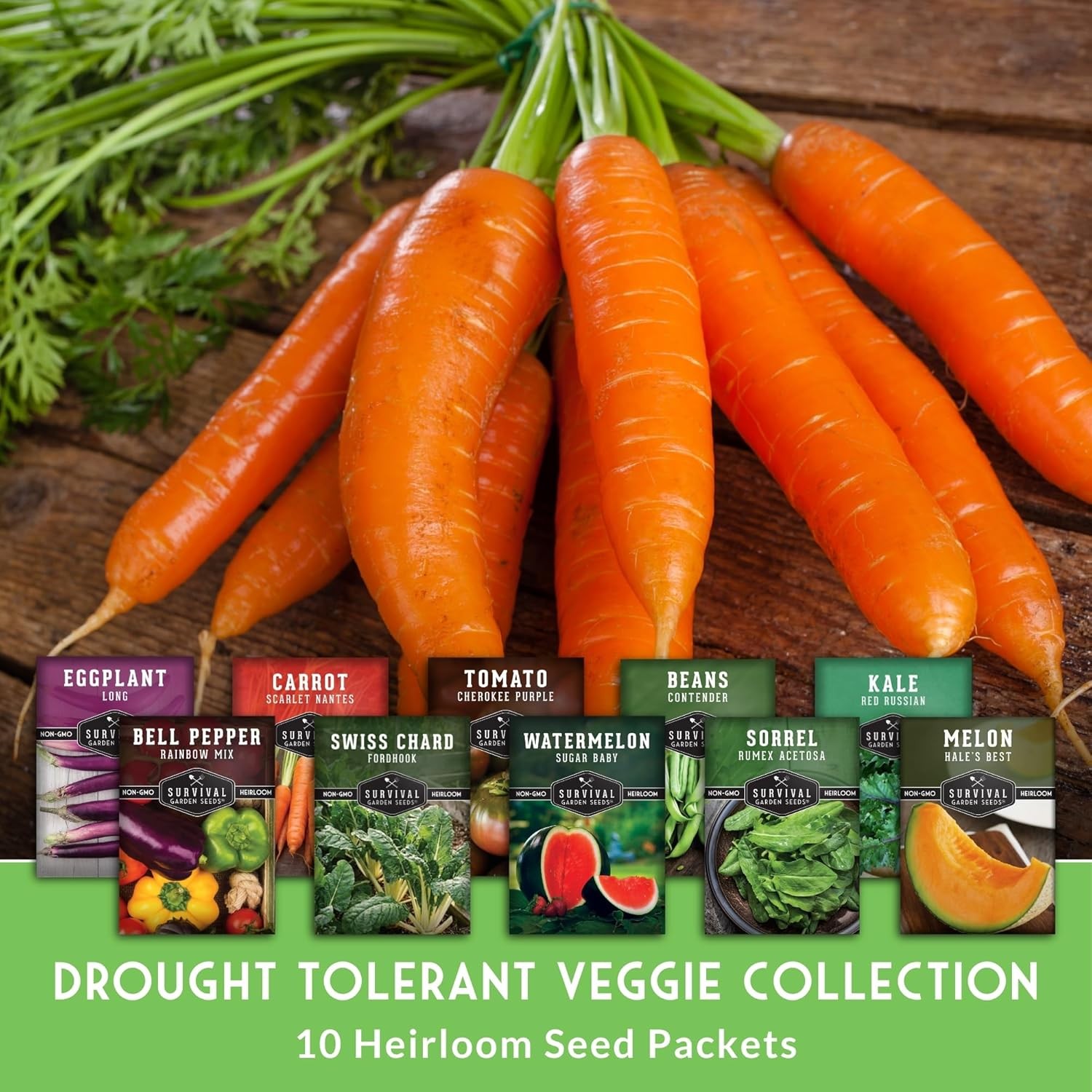 Vegetable Seeds Collection 10 Variety Heat Drought Tolerant Pack Garden