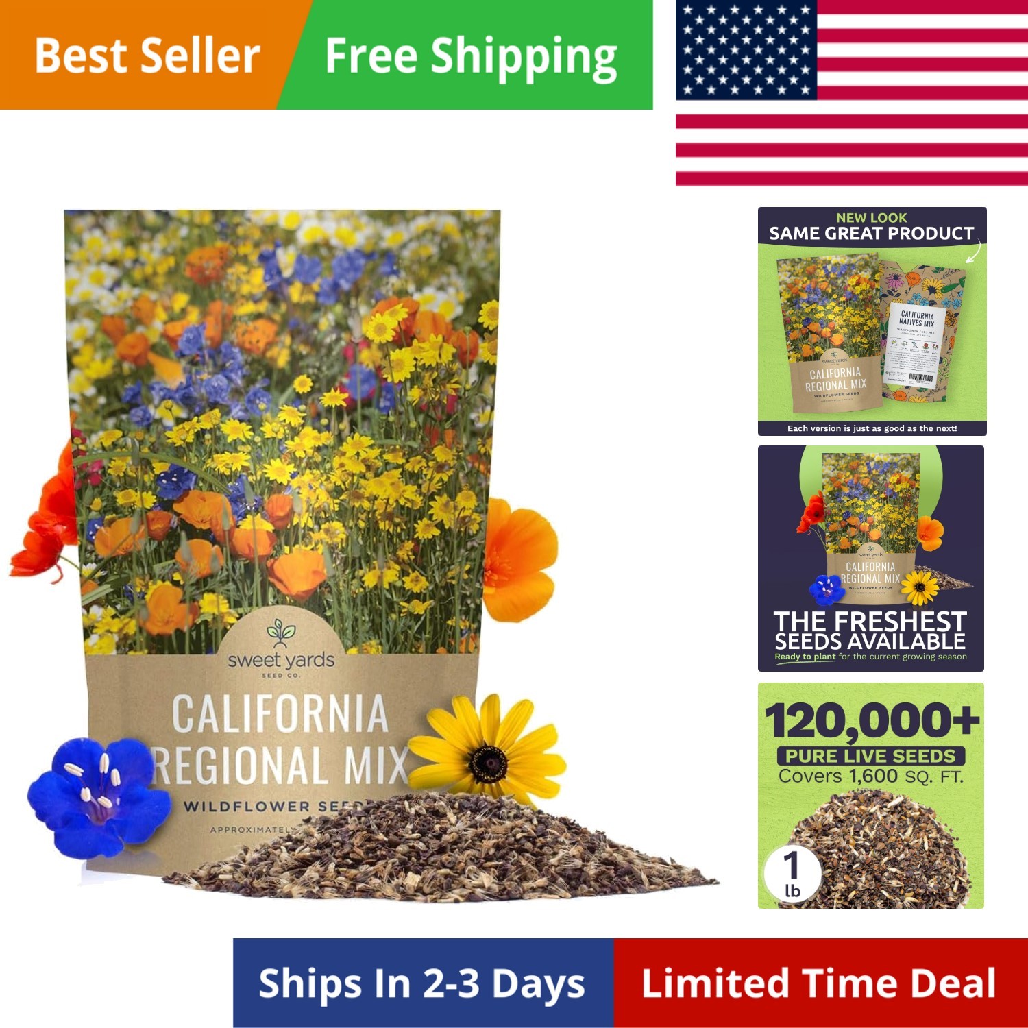 California Natives Mix – Bulk 1 Pound Bag – Over 120,000 Native Seeds – Open …