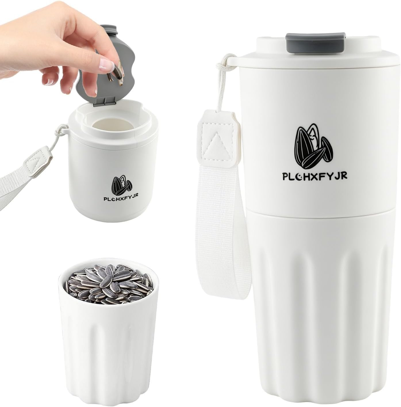 Portable Sunflower Seed Cup with Seed Organizer and Shell Storage, Seed Snack Sp