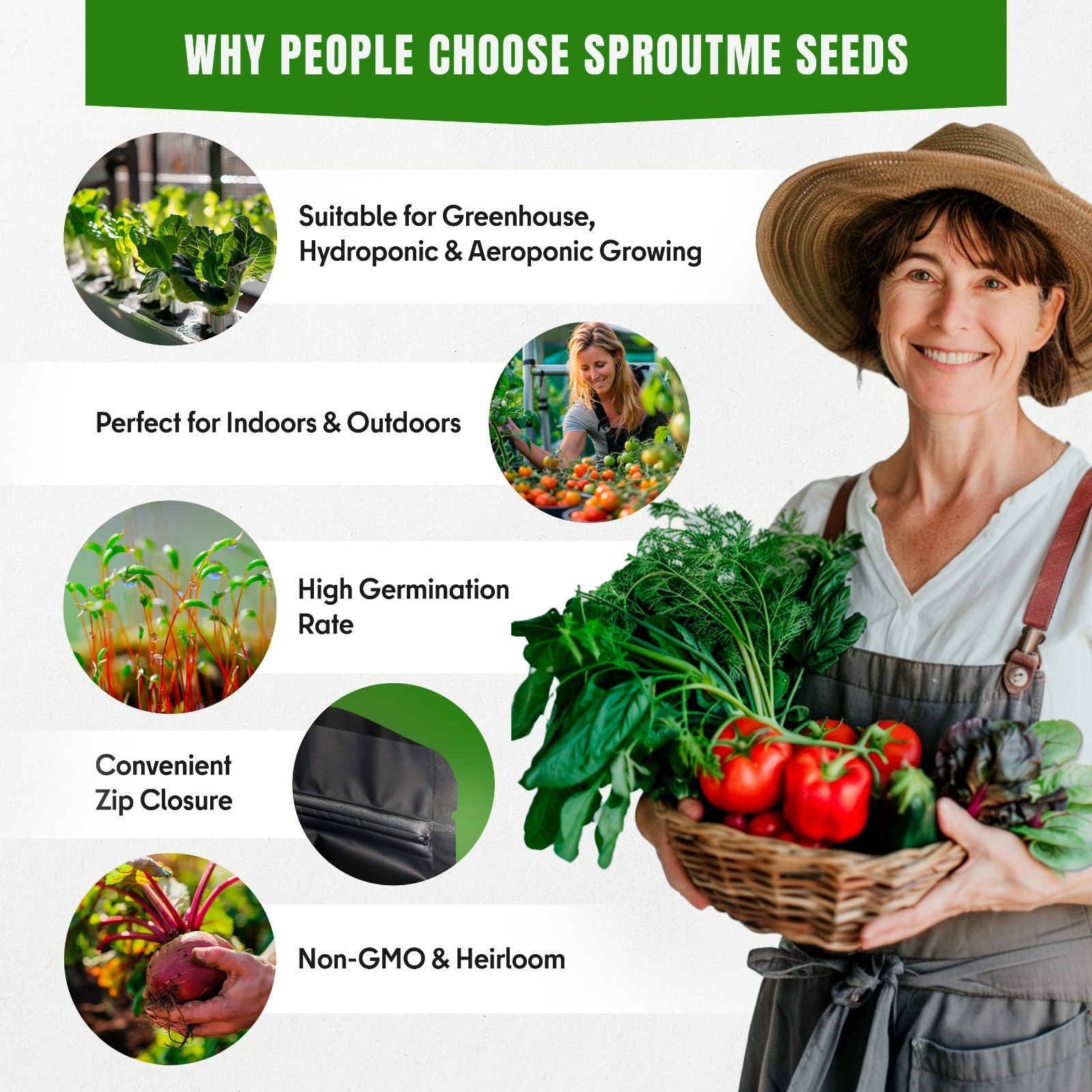 Vegetable Seed Variety Pack: 20 Heirloom Non-GMO Seeds with Plant Markers
