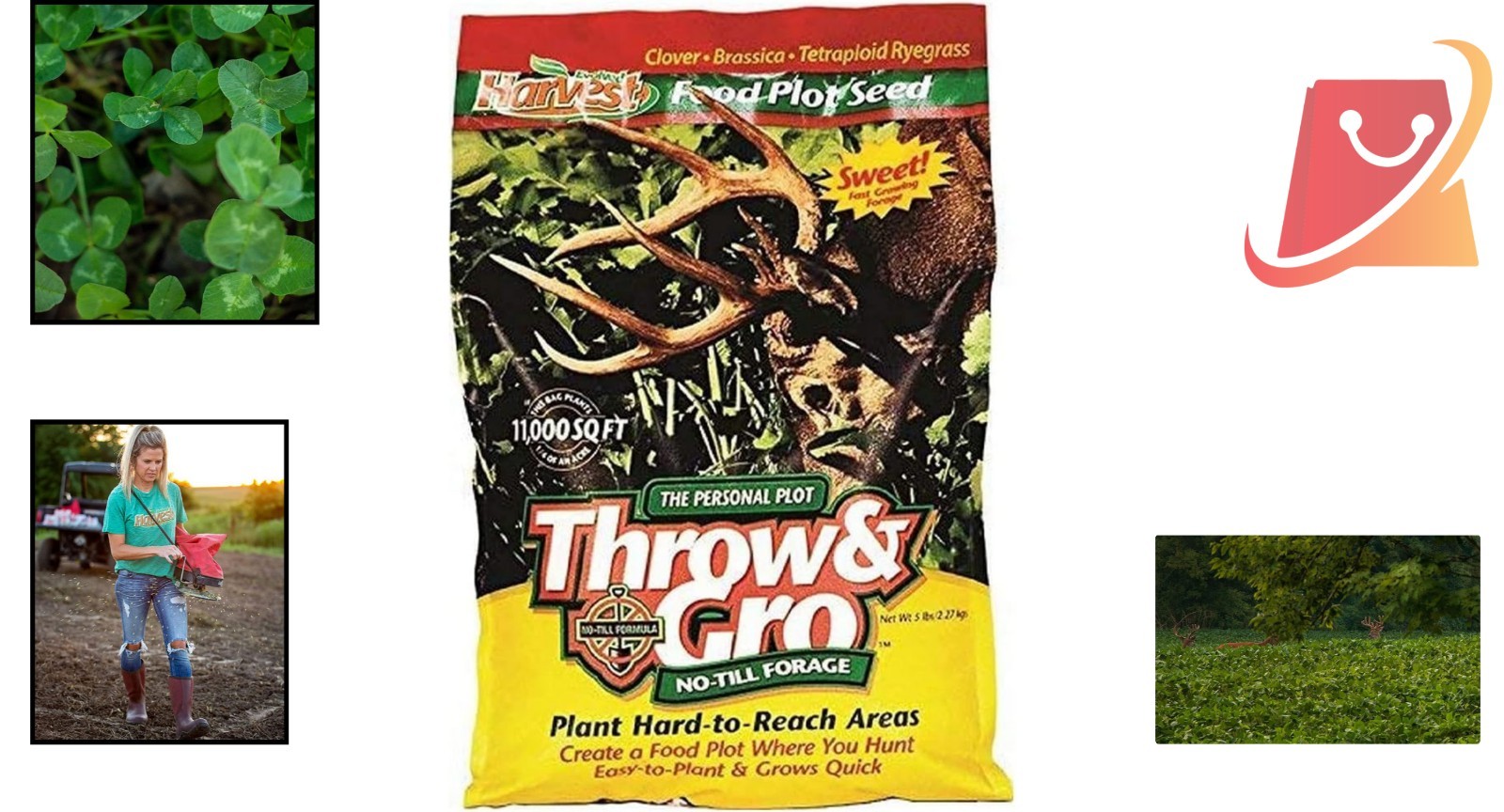 Forage Seeds No-Till Mixed Fast-Growing Food Plot Deer Hunting 5 Lbs