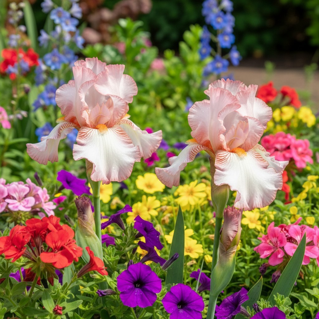 50 Bearded Iris Seeds – Rare Ruffled Iris Variety – Elegant Bicolor Blooms