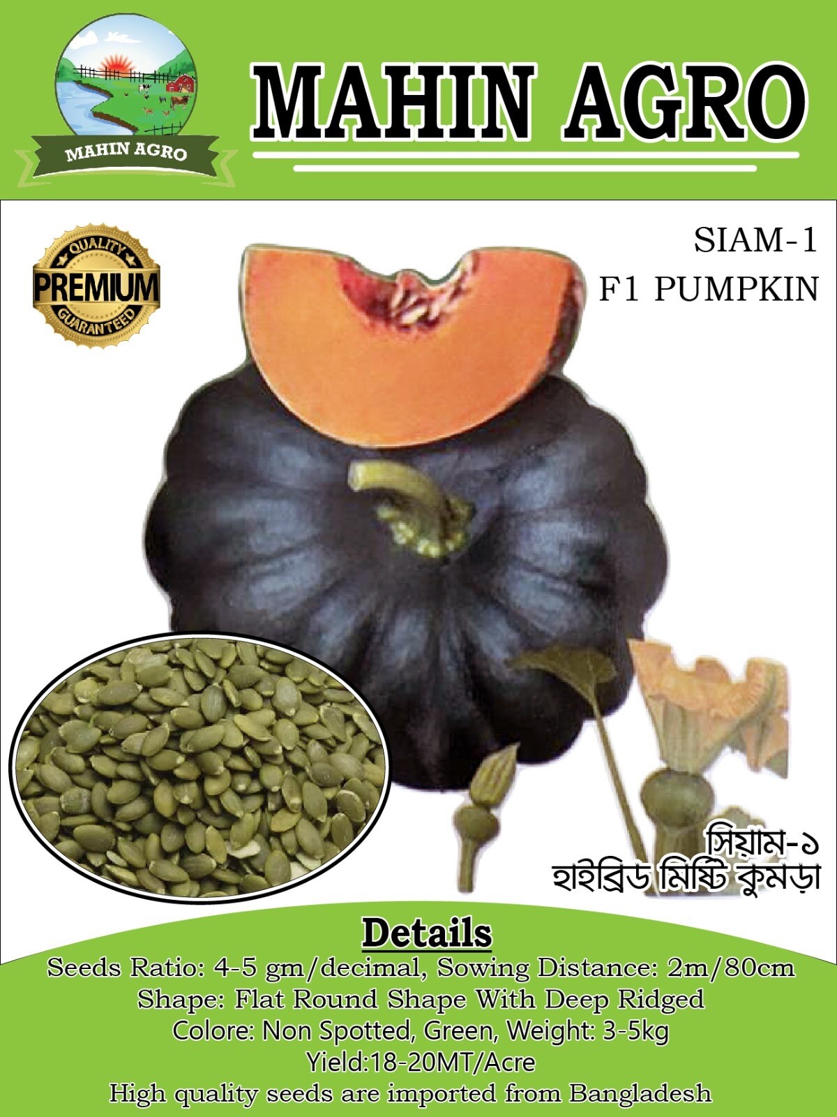 Black Pumpkin / Kali Kumra seed / Bangladeshi popular kumra /Siam-1 seed /10 GM