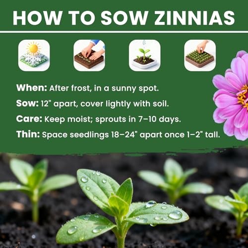 5000+ Zinnia Seeds Flower Seeds for 2026 Planting, 1.5 Oz, 5 1.5 Ounce Pouch