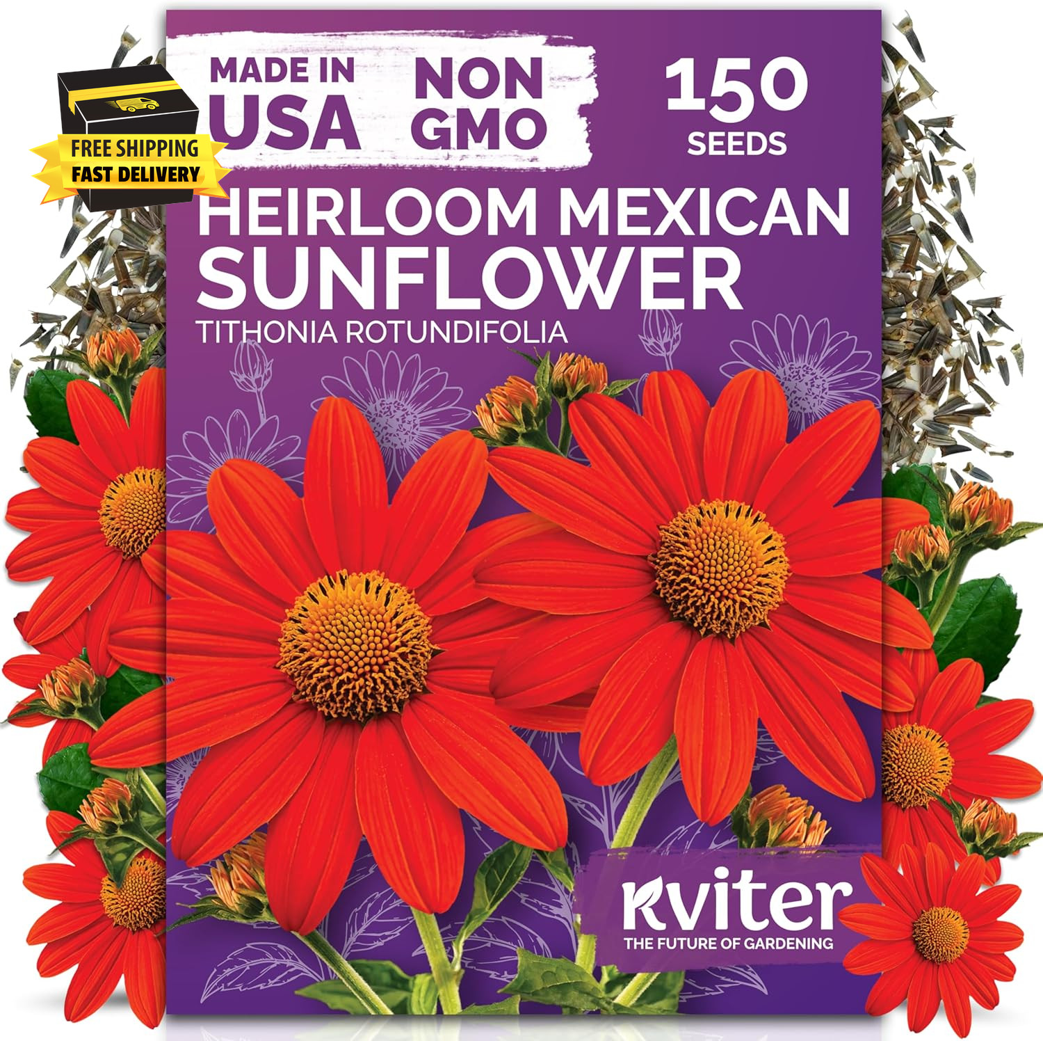150 Mexican Sunflower Seeds for Planting (Tithonia Rotundifolia) – Tithonia Seed