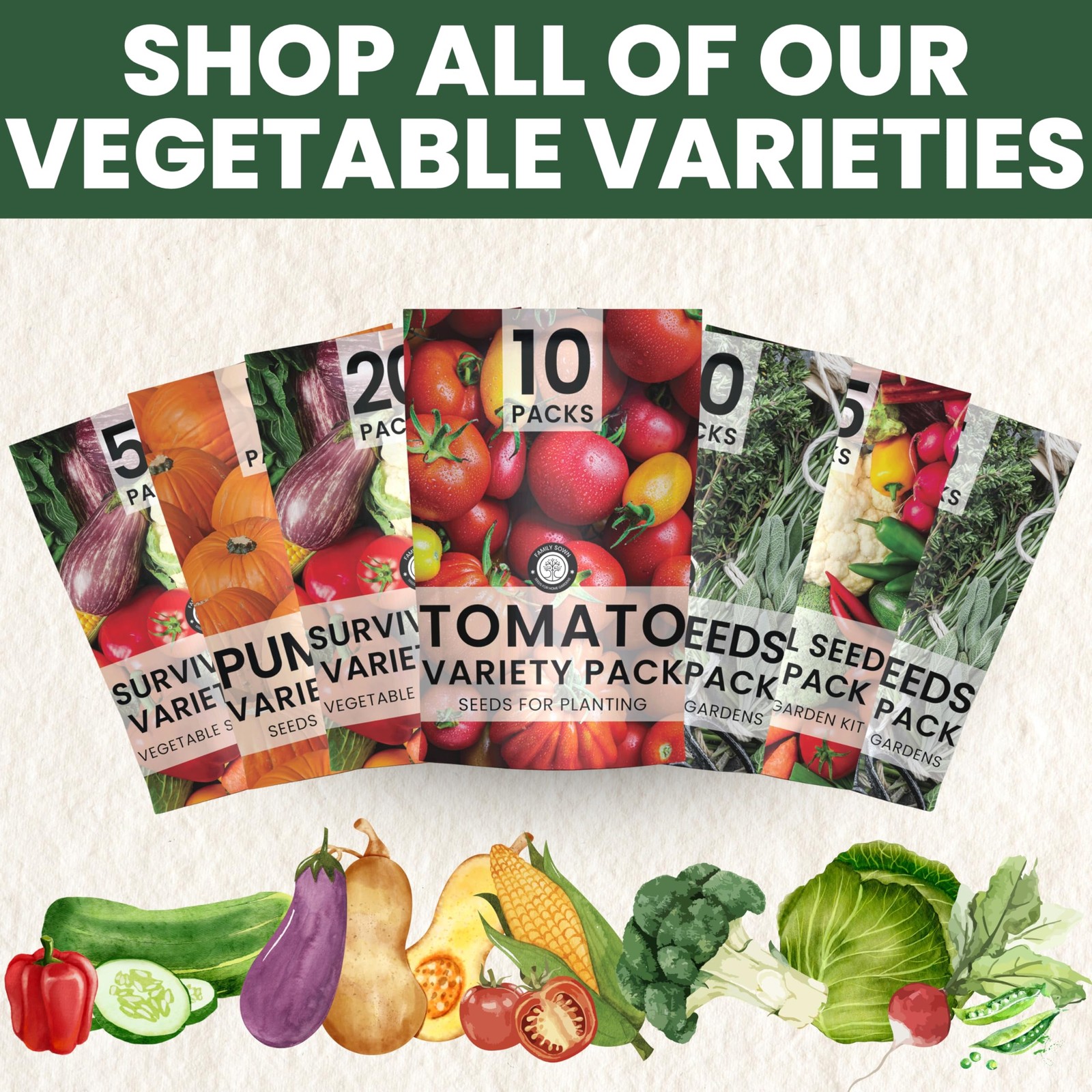Fall & Winter Seed Variety Pack | 30 Invidiual Packs | 2026 Season | Non-GMO …