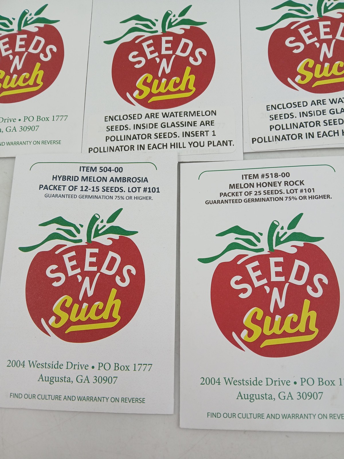 Seeds ‘N Such Watermelon Melon Seeds Lot of 5 Packets Variety Mix White