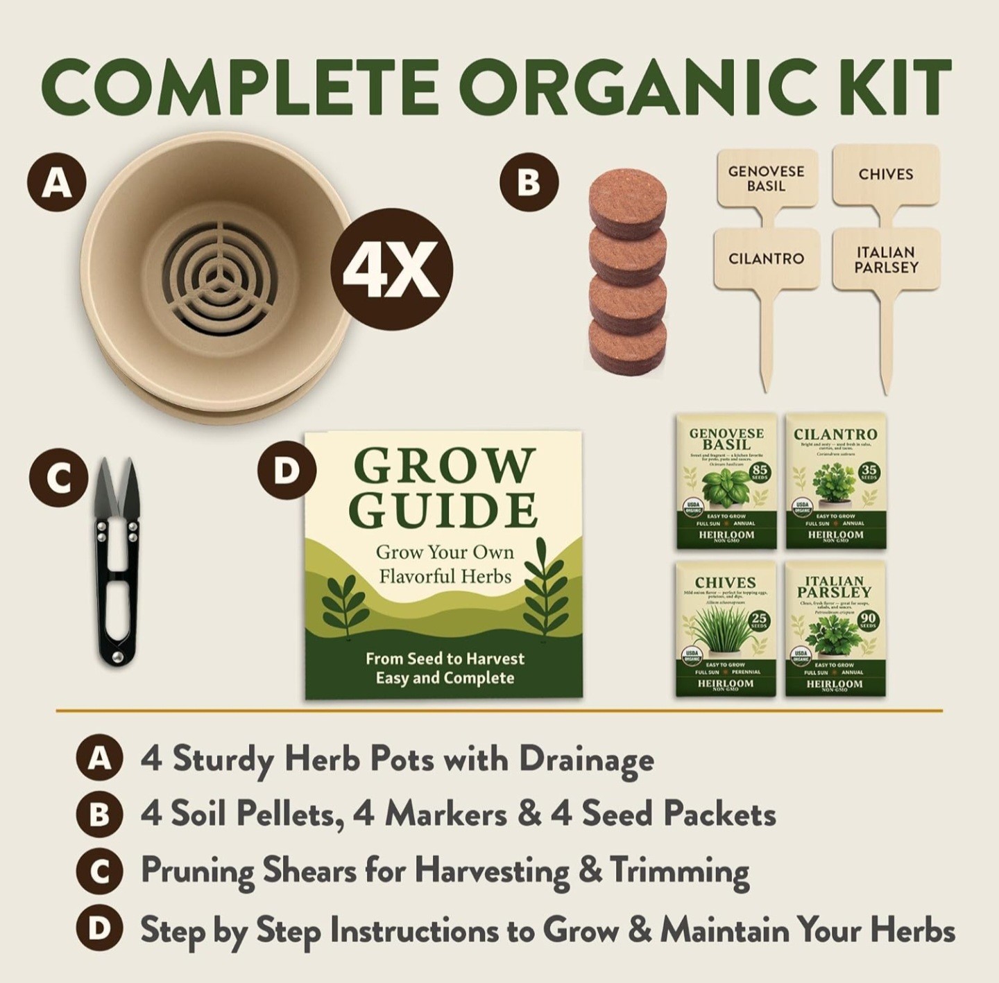 American Brand Herb Seeds Kit, Complete, Tools Included, Indoor & Outdoor