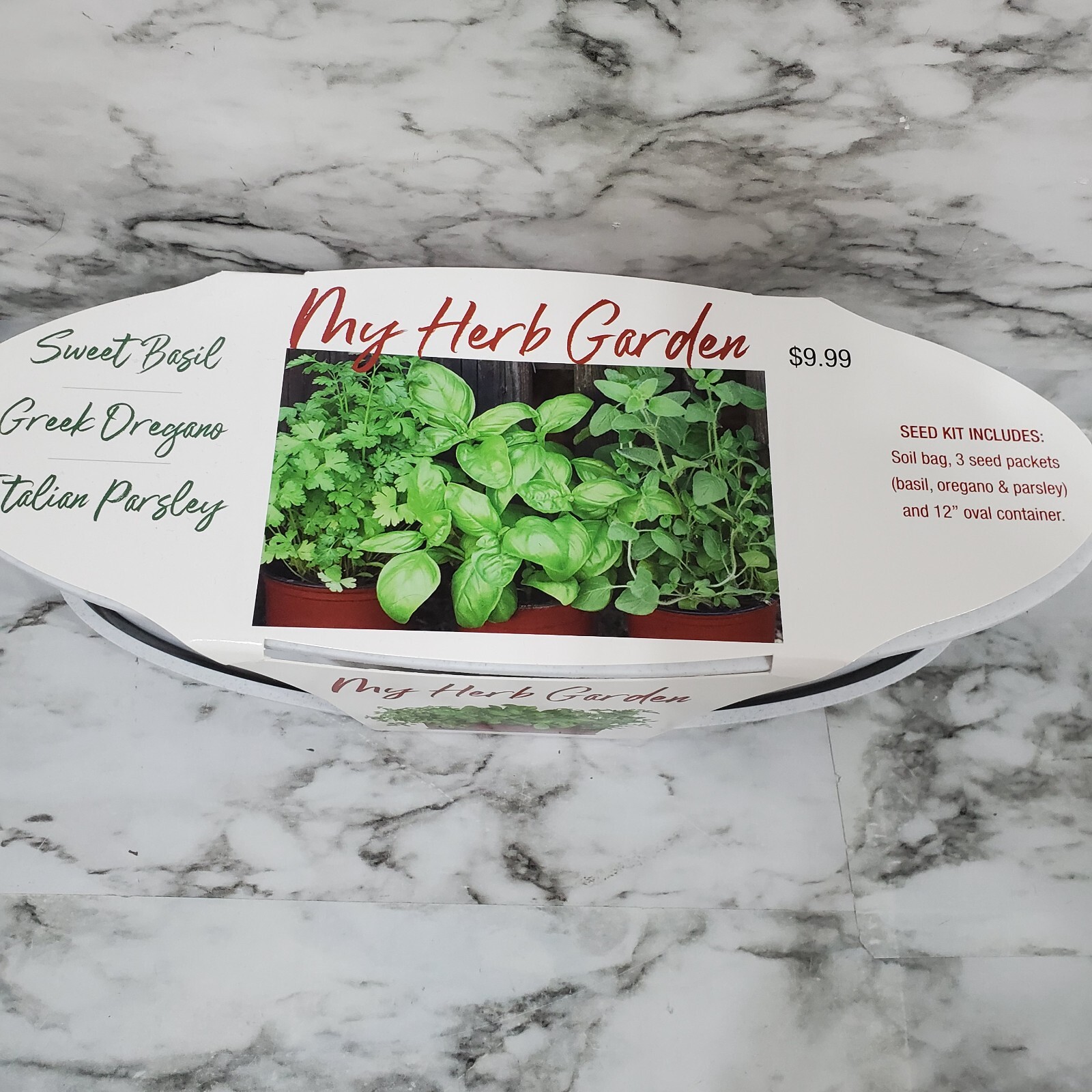 My Herb Garden White Basil, Oregano, Parsley Seed Planter Kit for Kitchen Garden