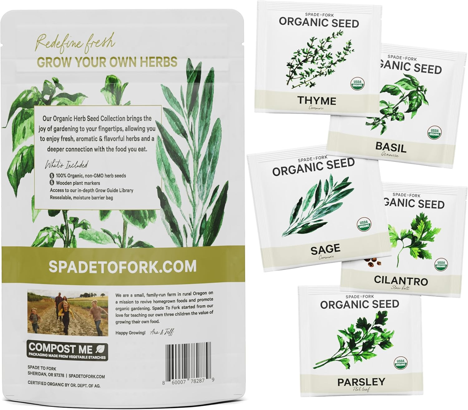 5 Certified Organic Herb Variety Pack (4X More) 2,800+ Non GMO for Planting In