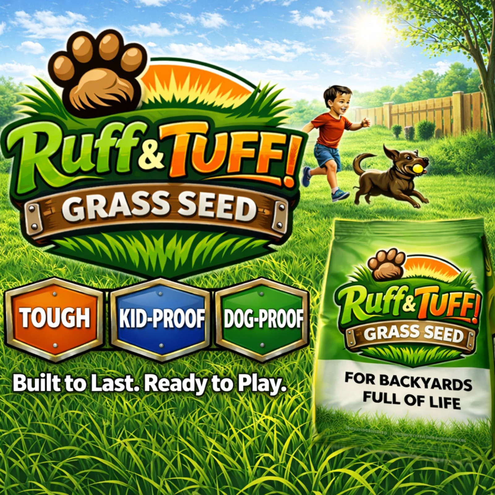 RUFF and TUFF! Fescue Grass Seed, Pet Friendly, Low Maintenance, Shade Tolerant
