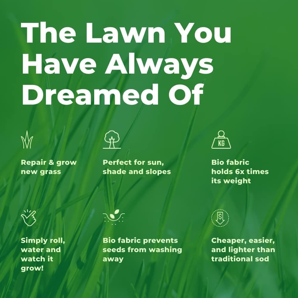 Biodegradable Grass Seed Mat – 100 sqft Round Green – Grass Seed and for Law…
