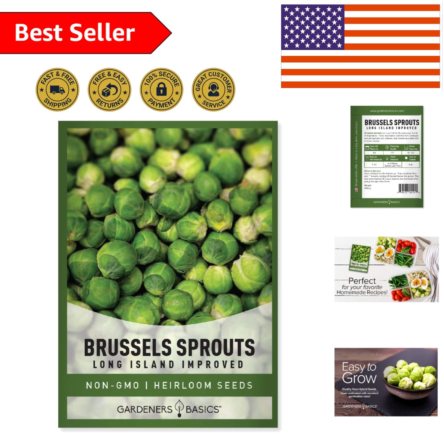 Long Island Improved Brussels Sprouts Seeds – 225 Count, Perfect for All Seasons
