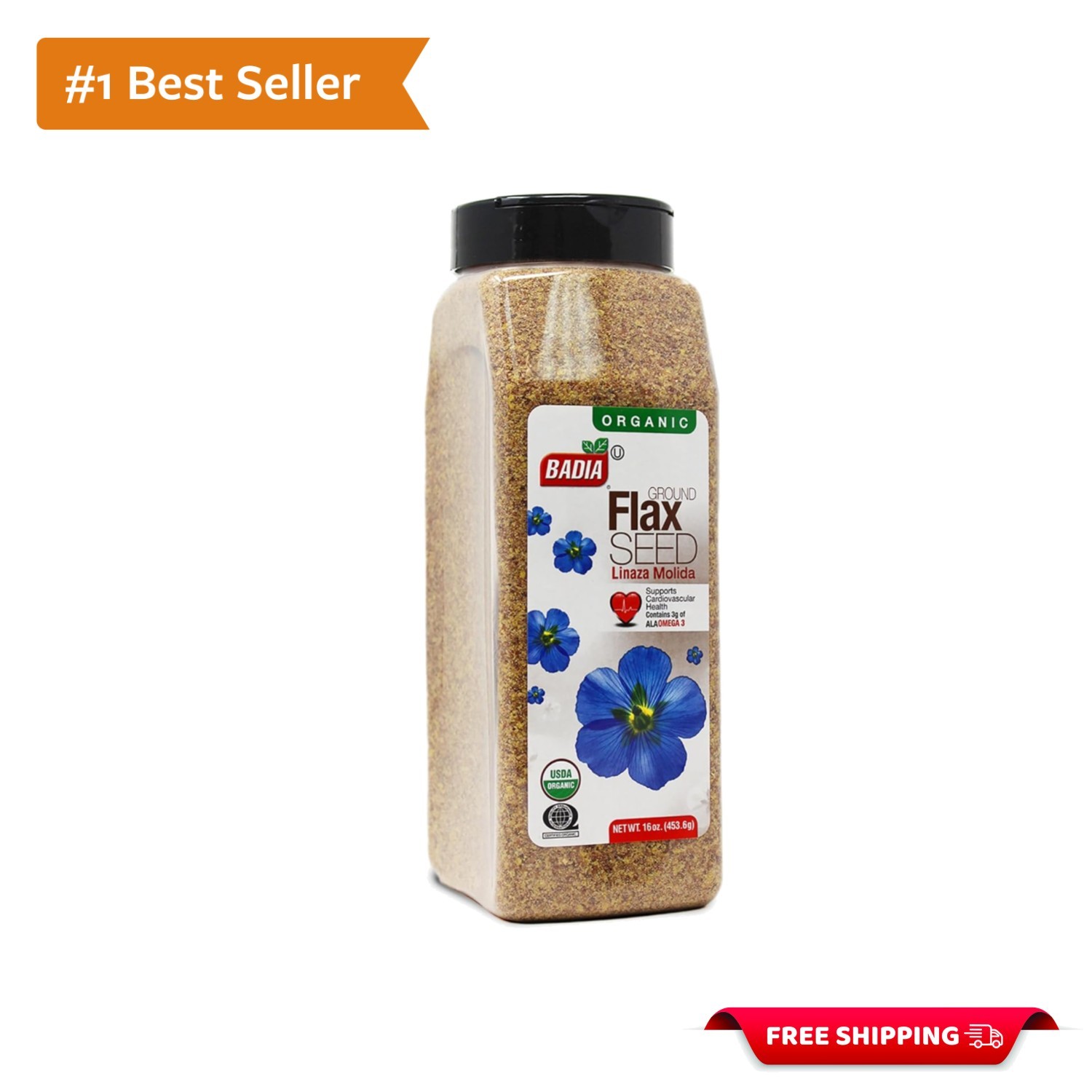 Certified Organic Flax Seed 16oz – High in Fiber, Gluten-Free & -Friendly