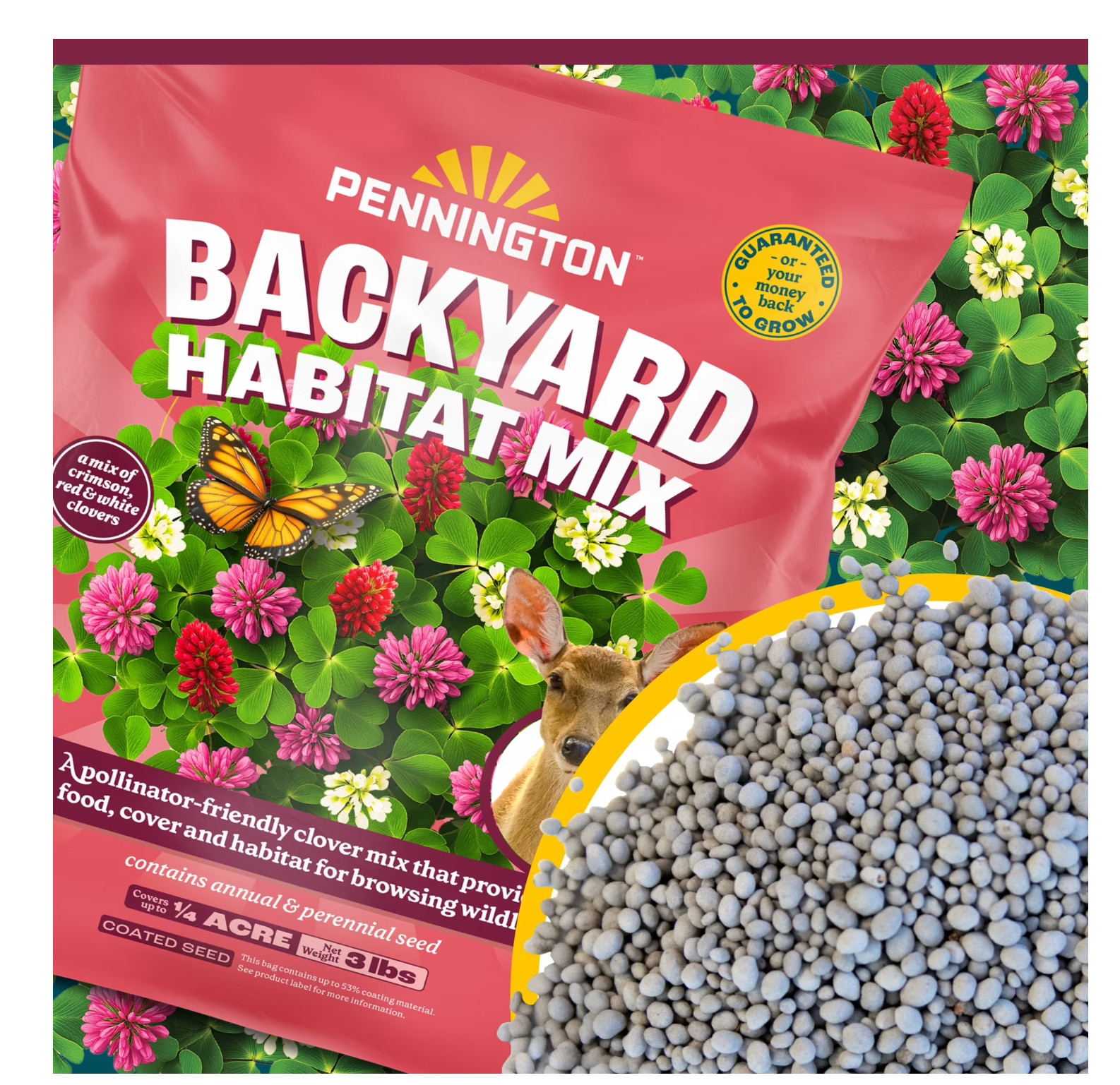 Pennington Backyard Habitat Wildlife Clover Seeds and Grass Seed Mix, 3lb