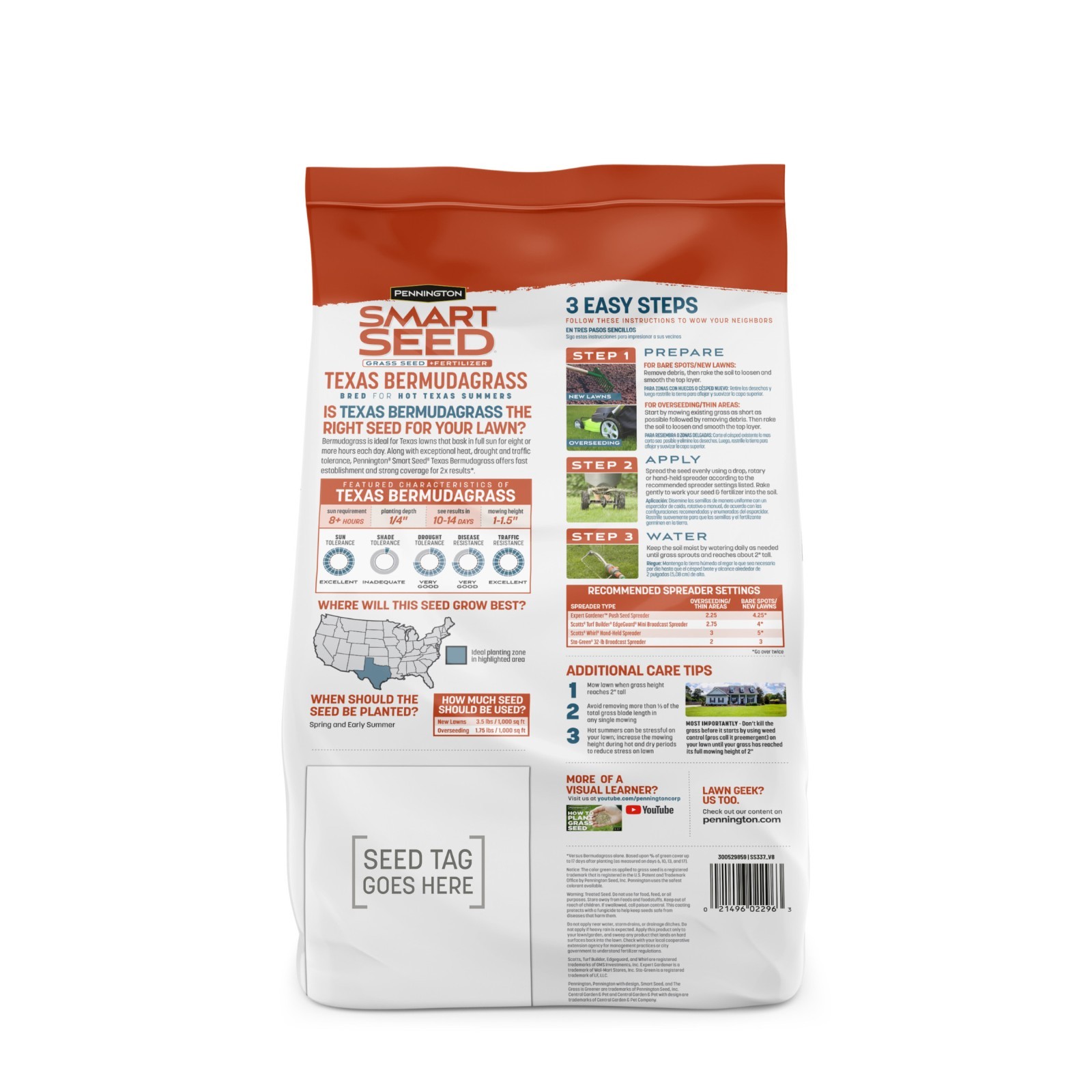 Pennington Smart Seed Texas Bermuda Grass Seed Mix, for Full Sun, 8.75 Lb.