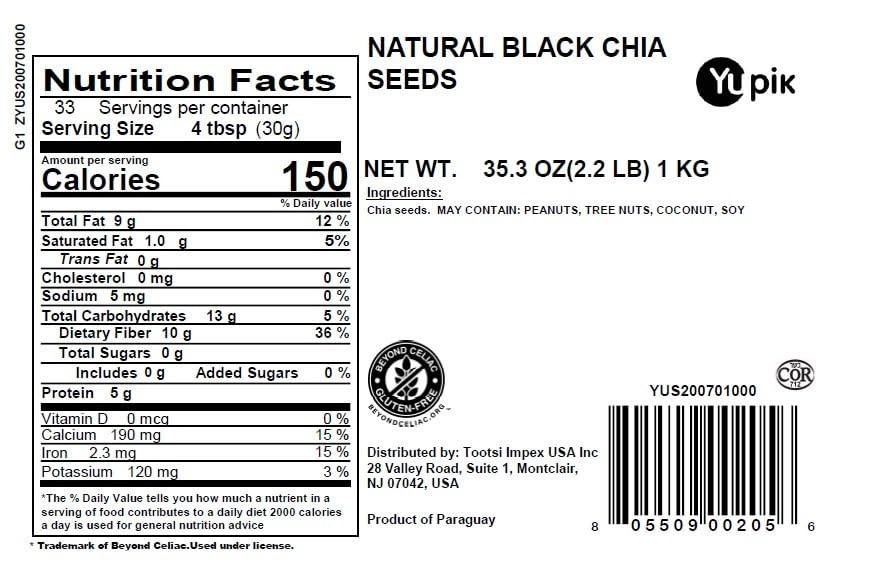 2.2 lb Natural Black Chia Seeds – Rich in Fiber & Omega-3, Ideal for Smoothies