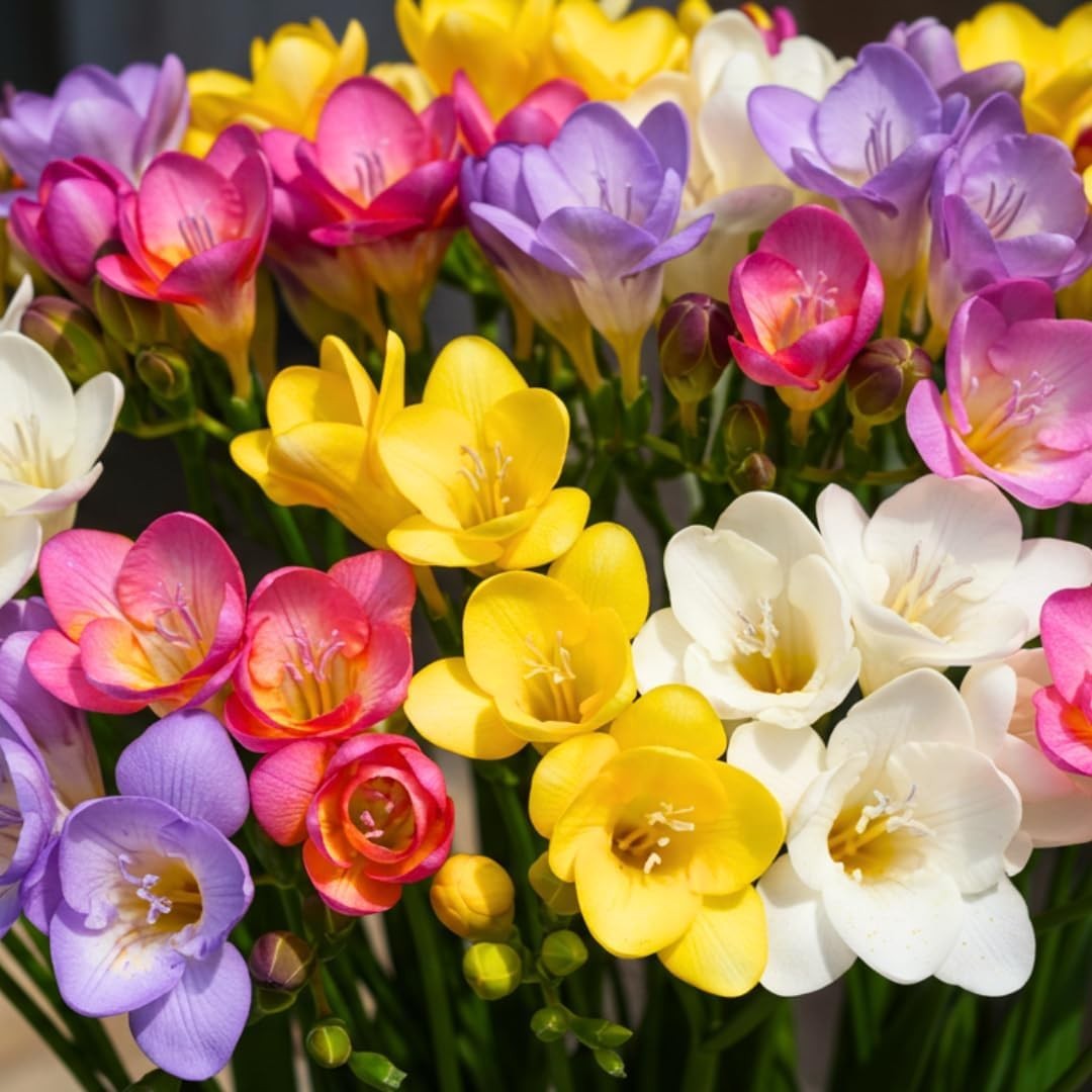 10 Freesia Bulbs – Beautiful Mixed Colors for Outdoor & Container Growth