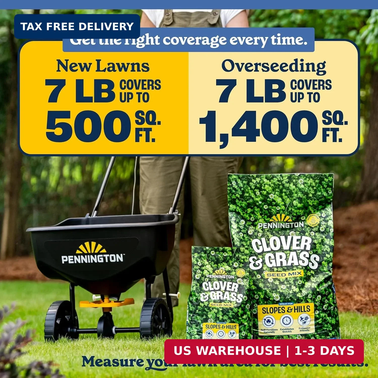 Pennington Clover + Grass Mix, Clover Seeds for Lawn, 7 LB