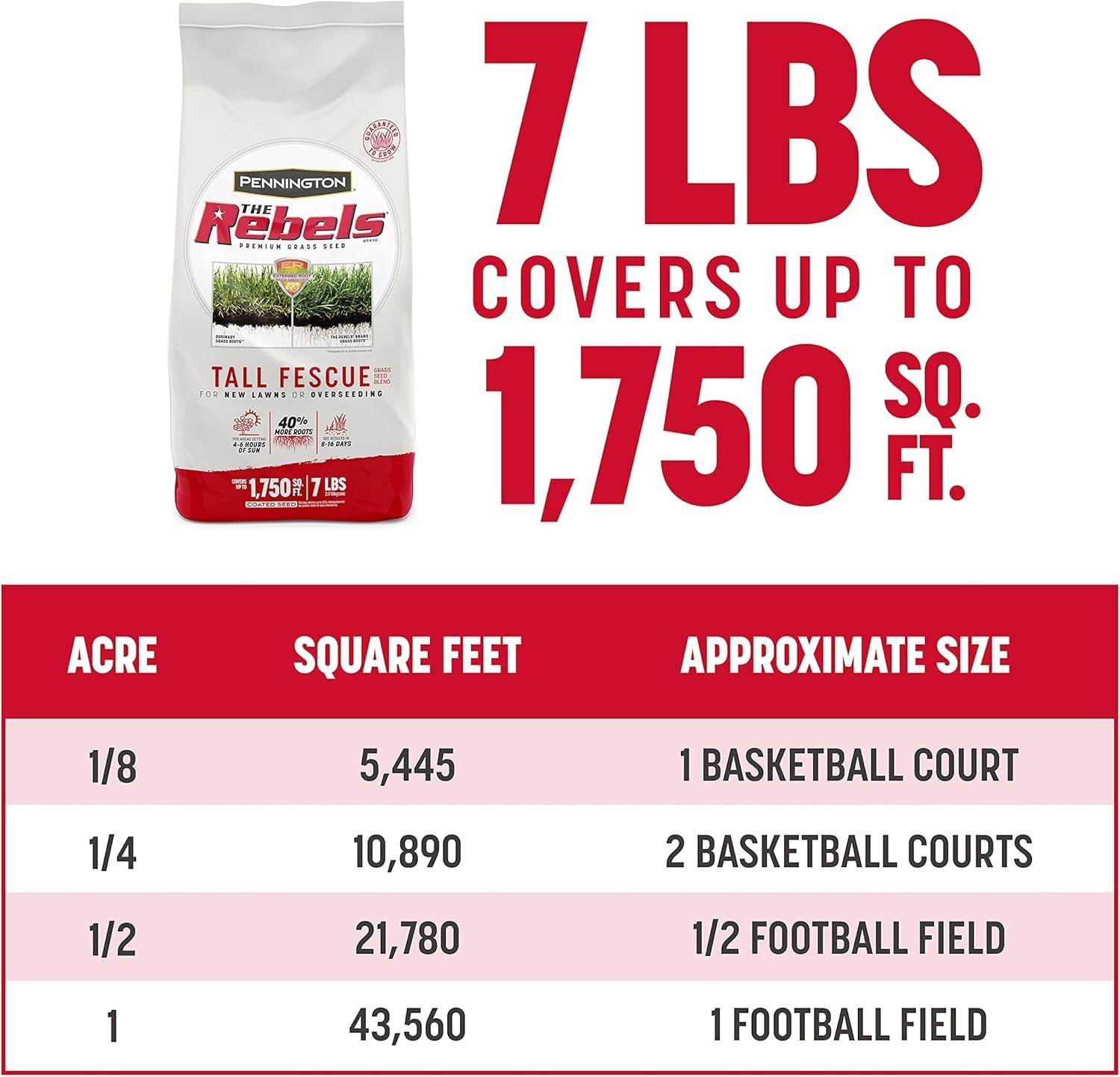 The Rebels Tall Fescue, Tall Fescue Grass Seeds for Lawn, 7 lb